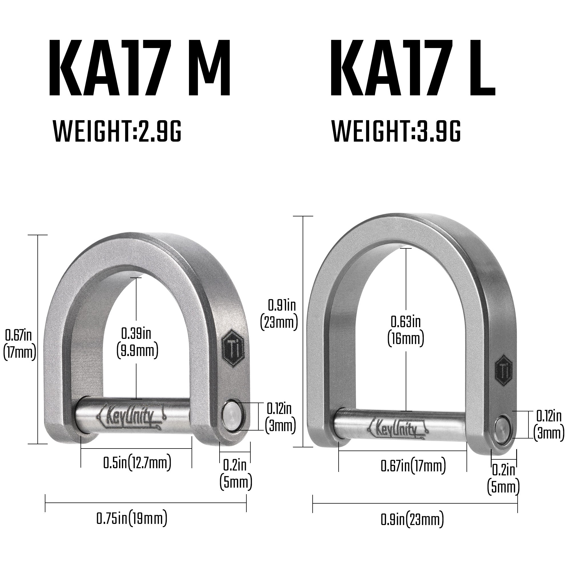 KA17 Titanium D Shaped Key Ring