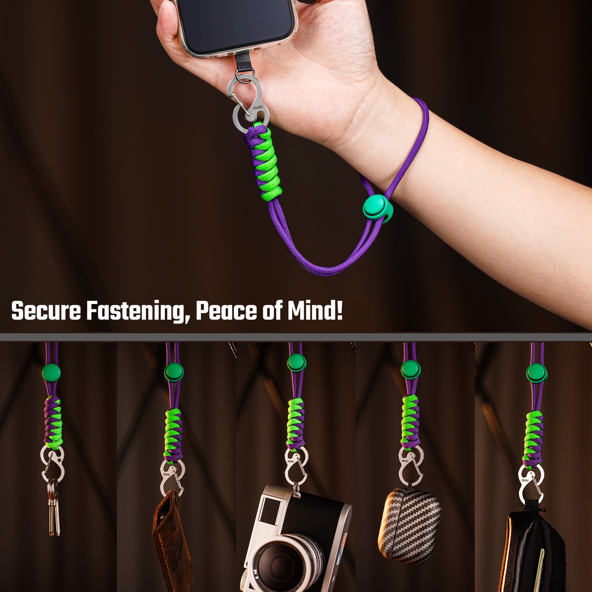 KC01 Braided Paracord Carabiner with Cord Lock