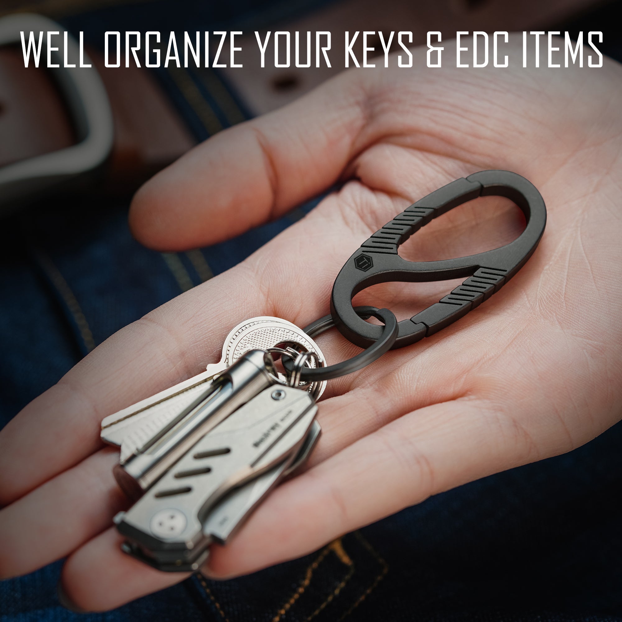 KM08 Titanium Carabiner Keychain Clip (BLACK)