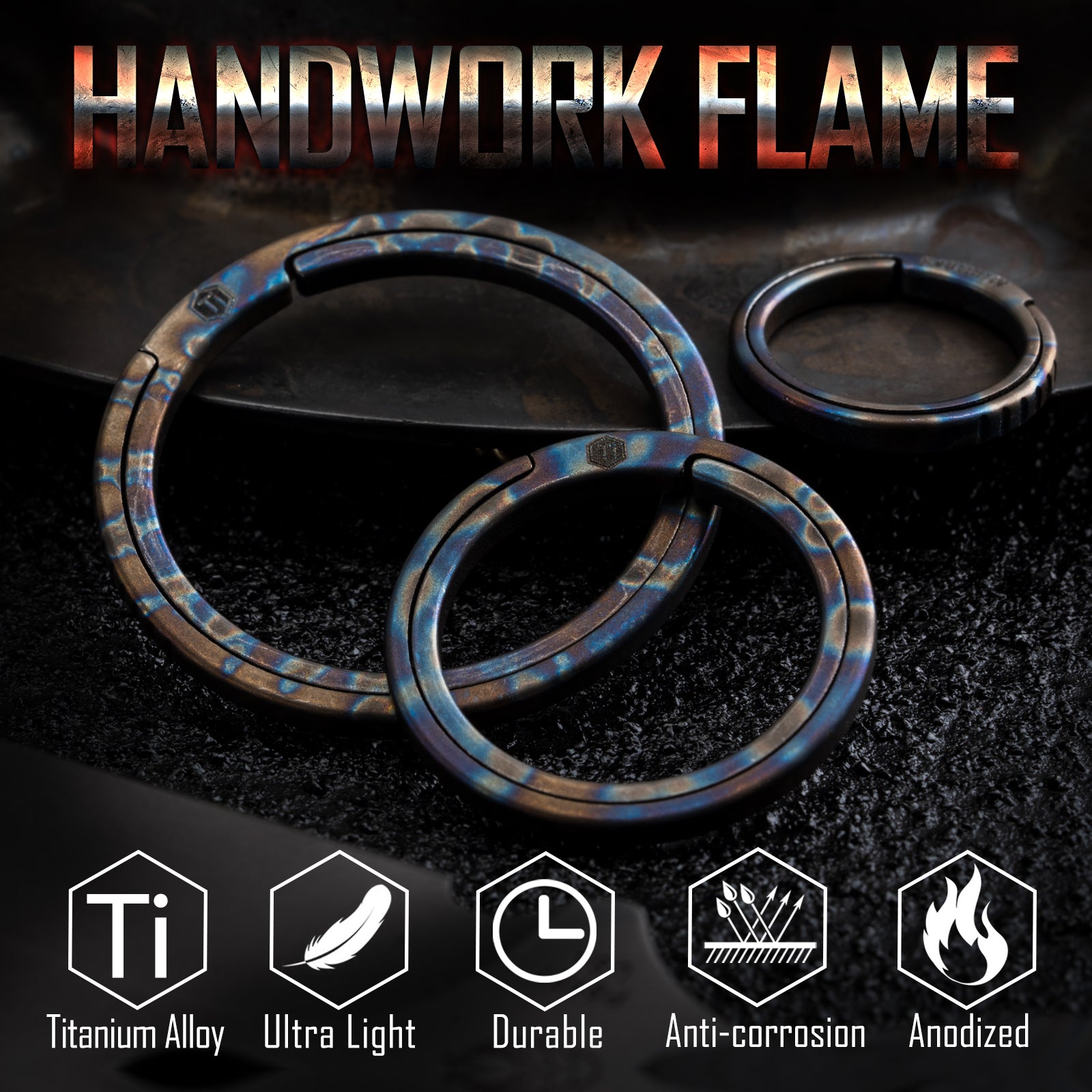 KA09 TITANIUM ALLOY KEY RING SET (3pcs-M)