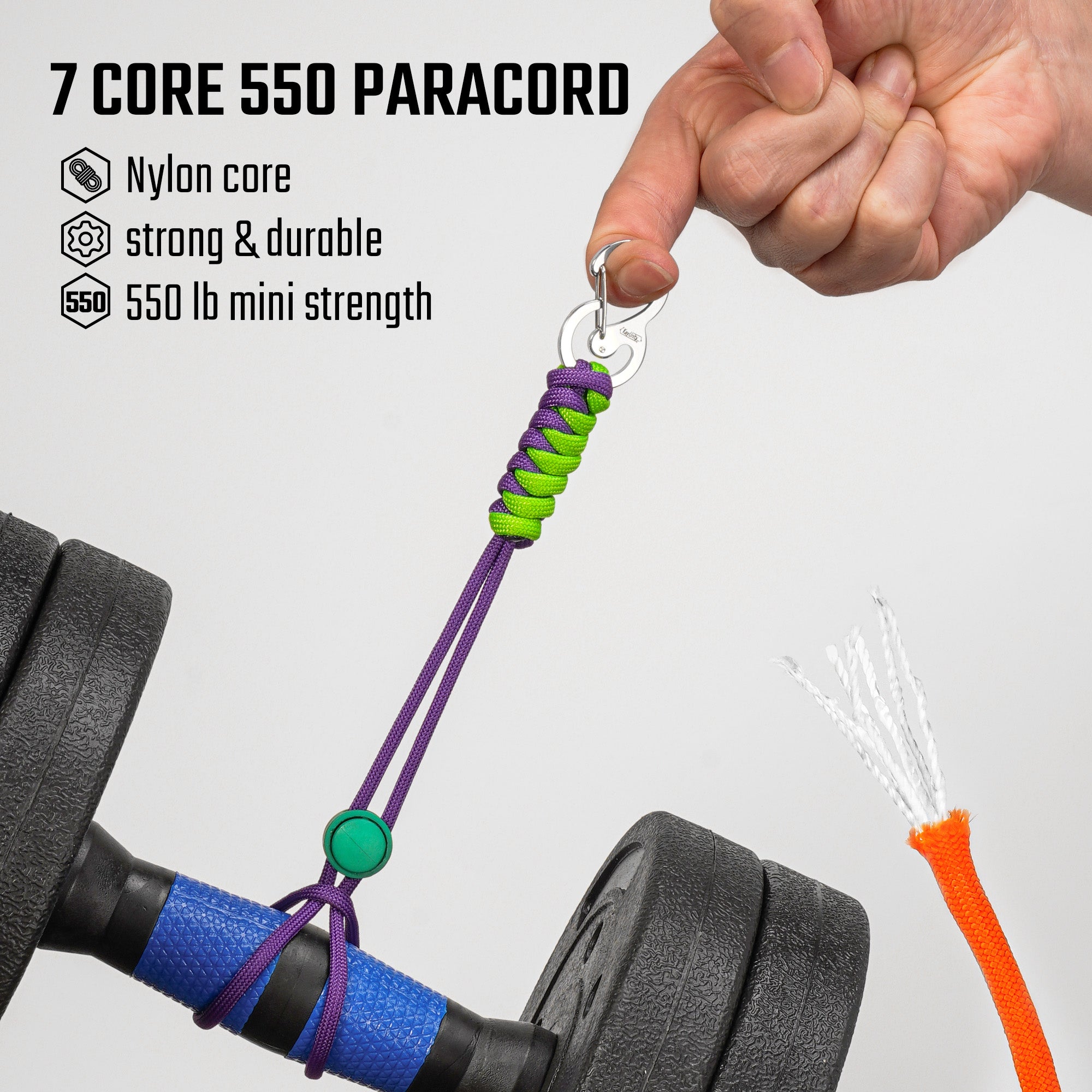 KC01 Braided Paracord Carabiner with Cord Lock