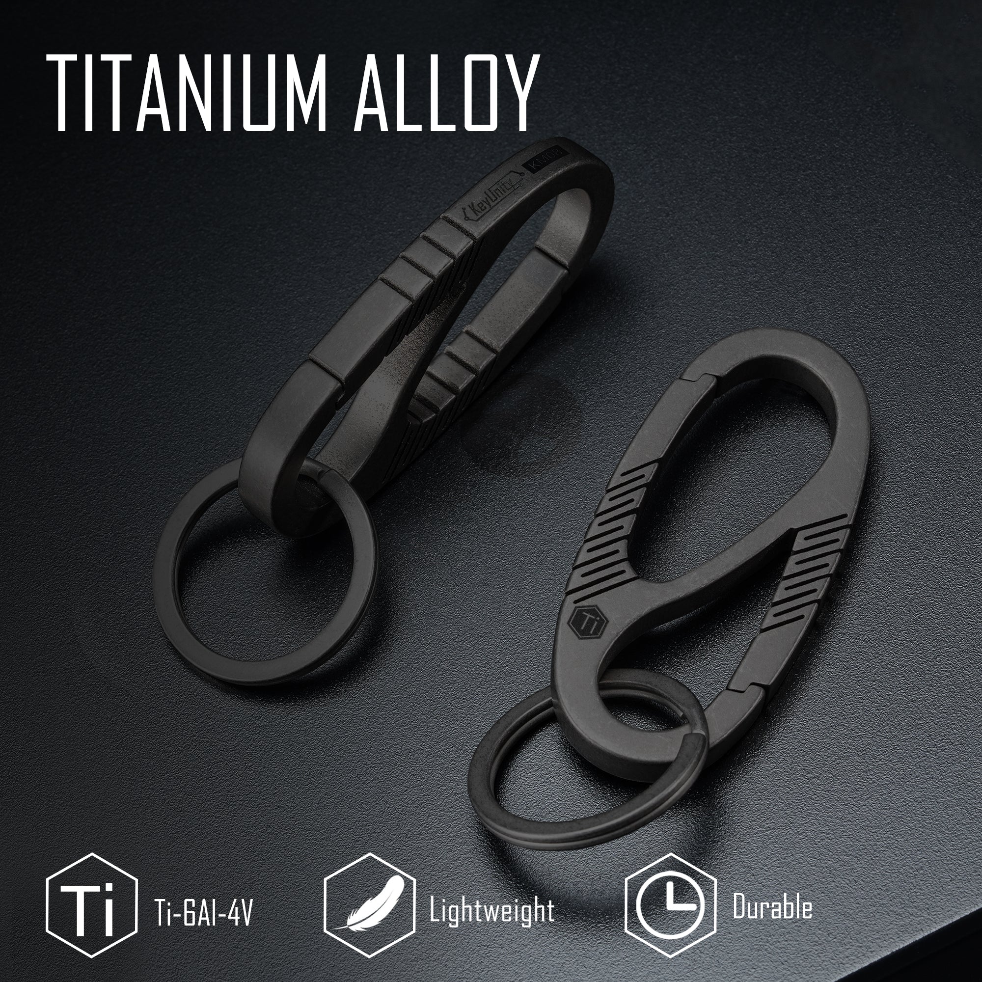 KM08 Titanium Carabiner Keychain Clip (BLACK)