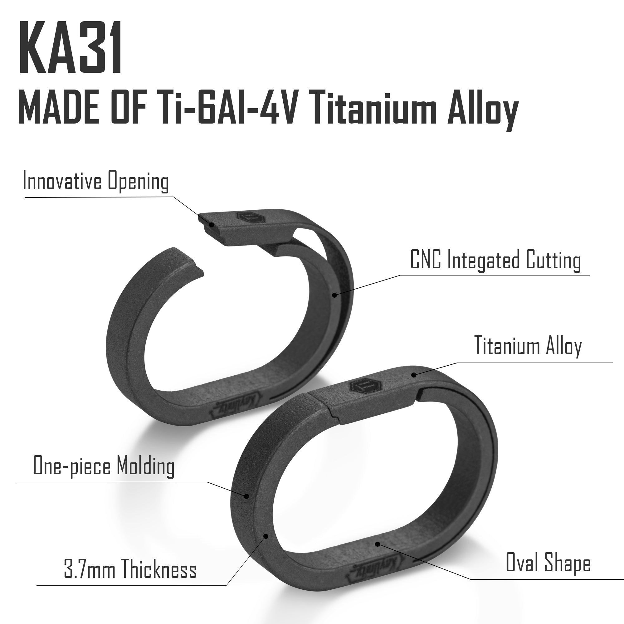 KA31 Titanium Key Ring (Black)