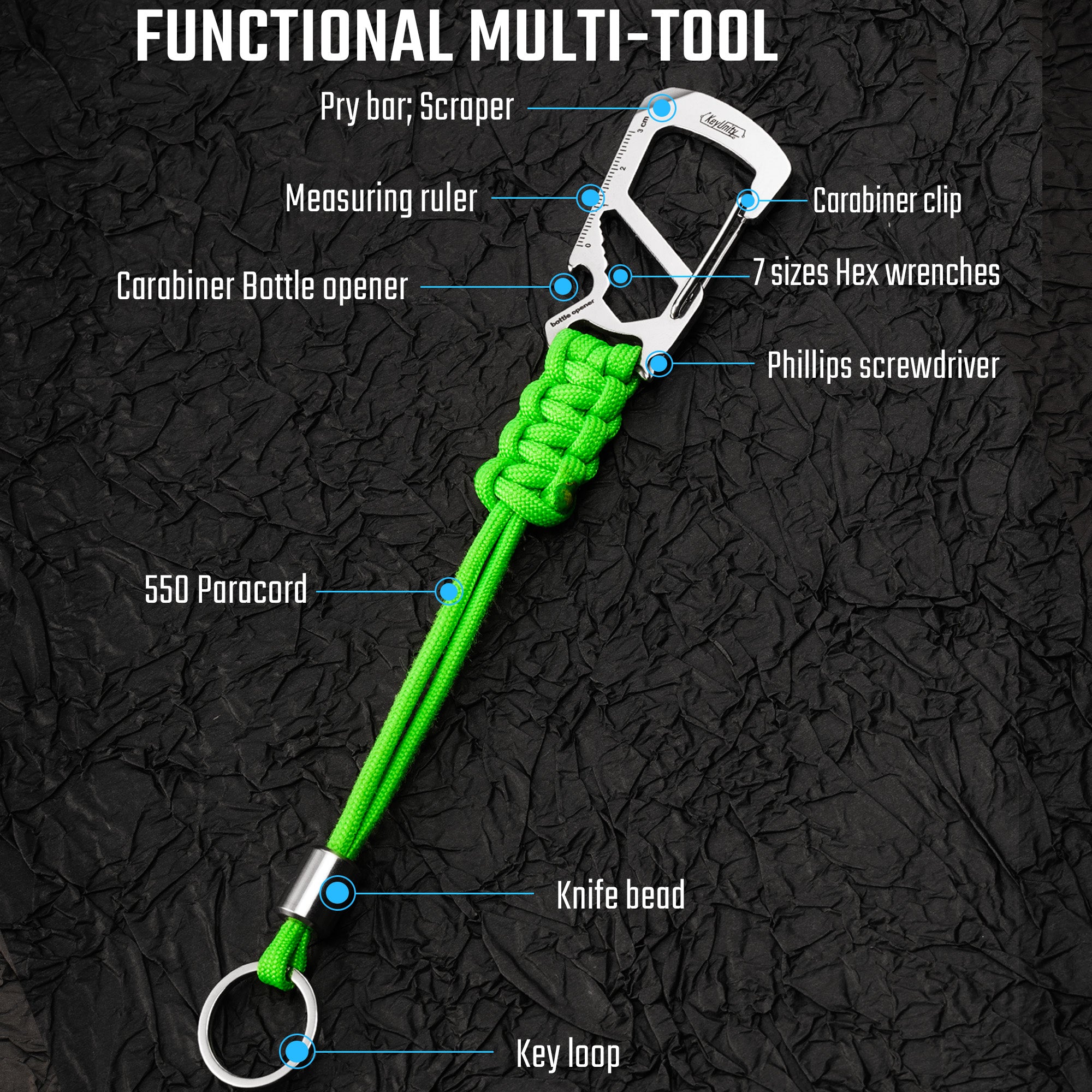 KC04 Paracord Keychain Carabiner Clip