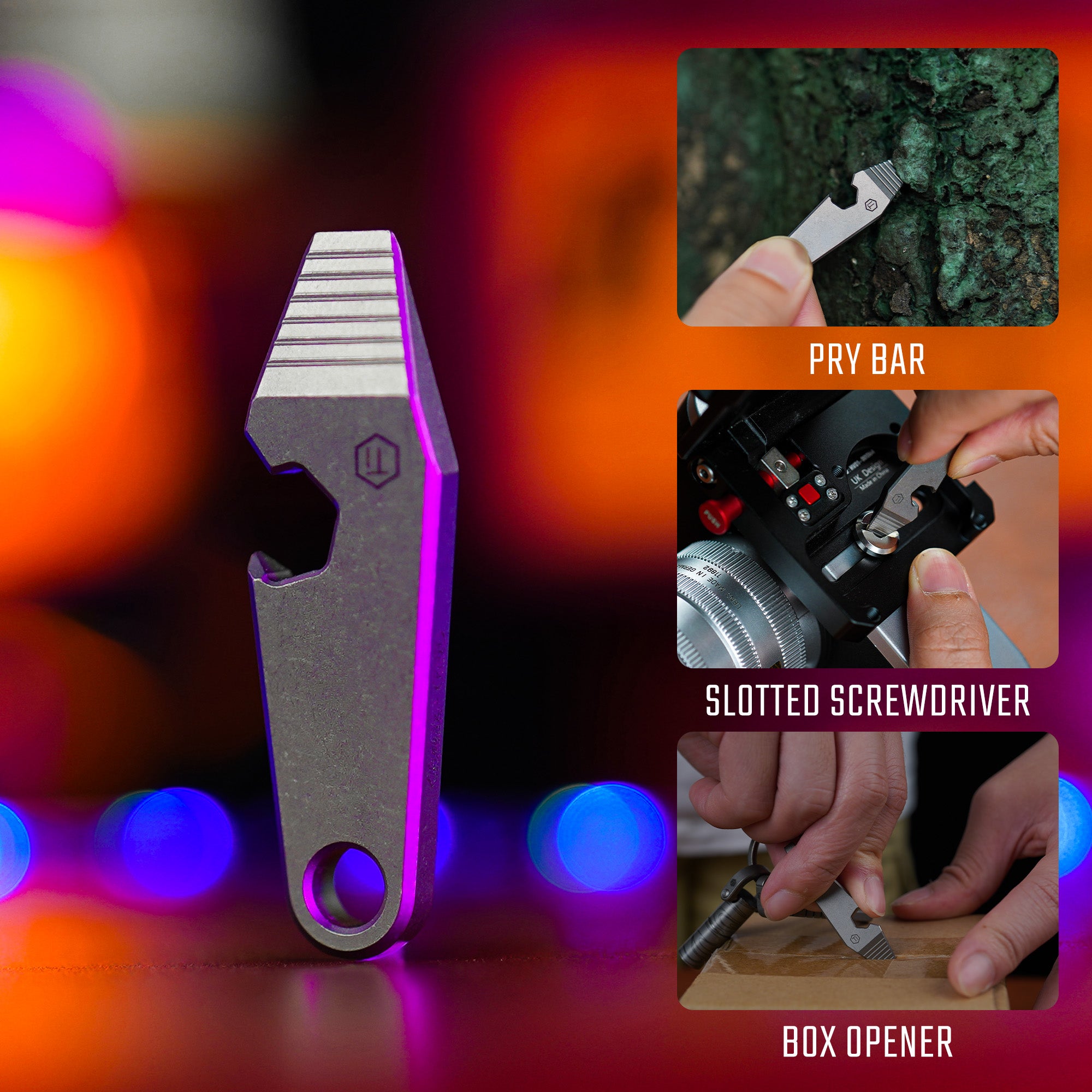 KR01 Titanium EDC Pry Bar Multitool