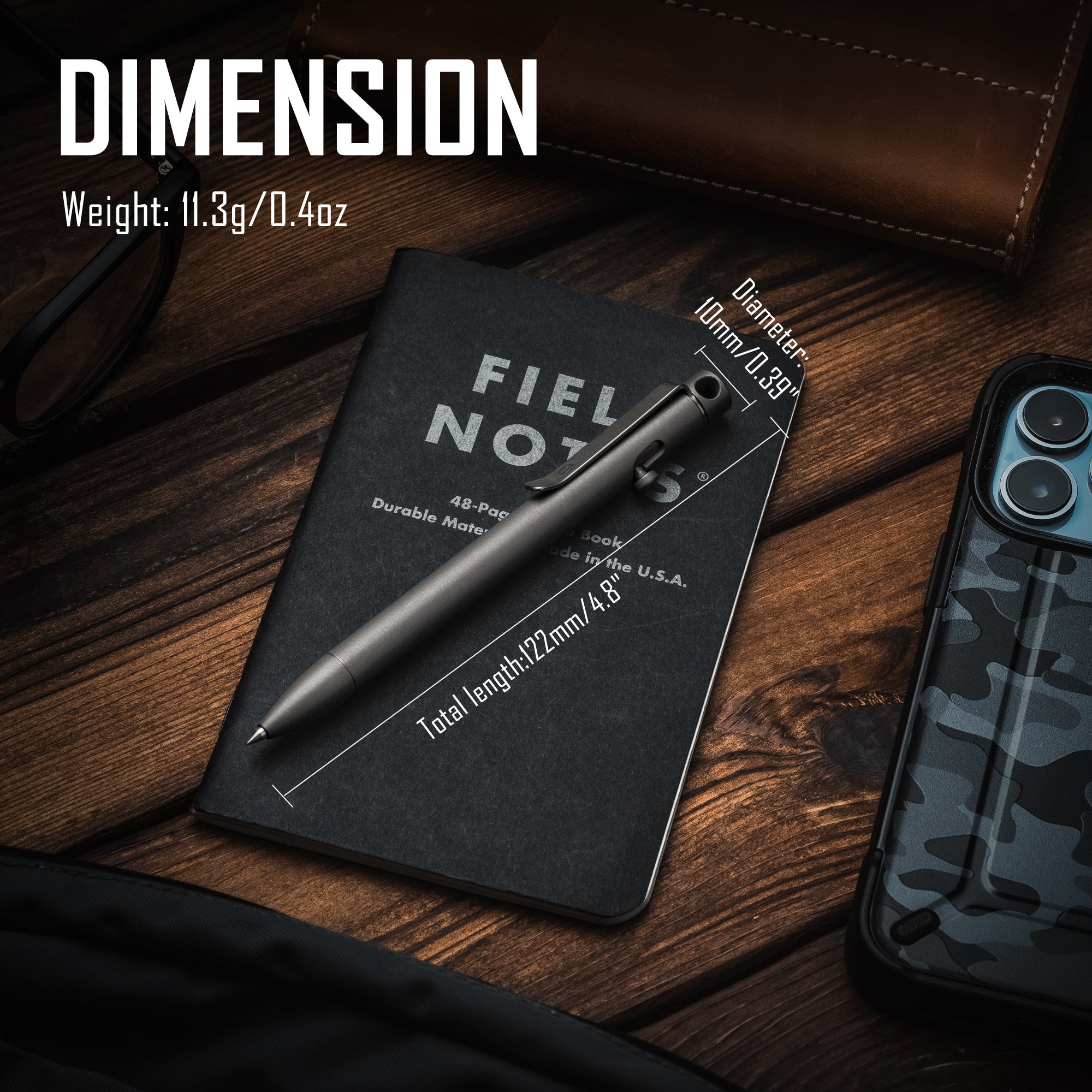 KP01 Titanium Alloy Bolt Action Pen (BLACK)