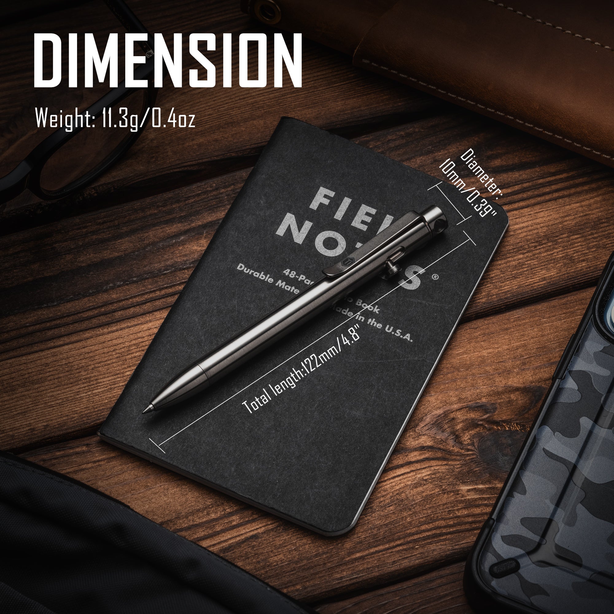KP01 Titanium Alloy Bolt Action Pen (BLACK)