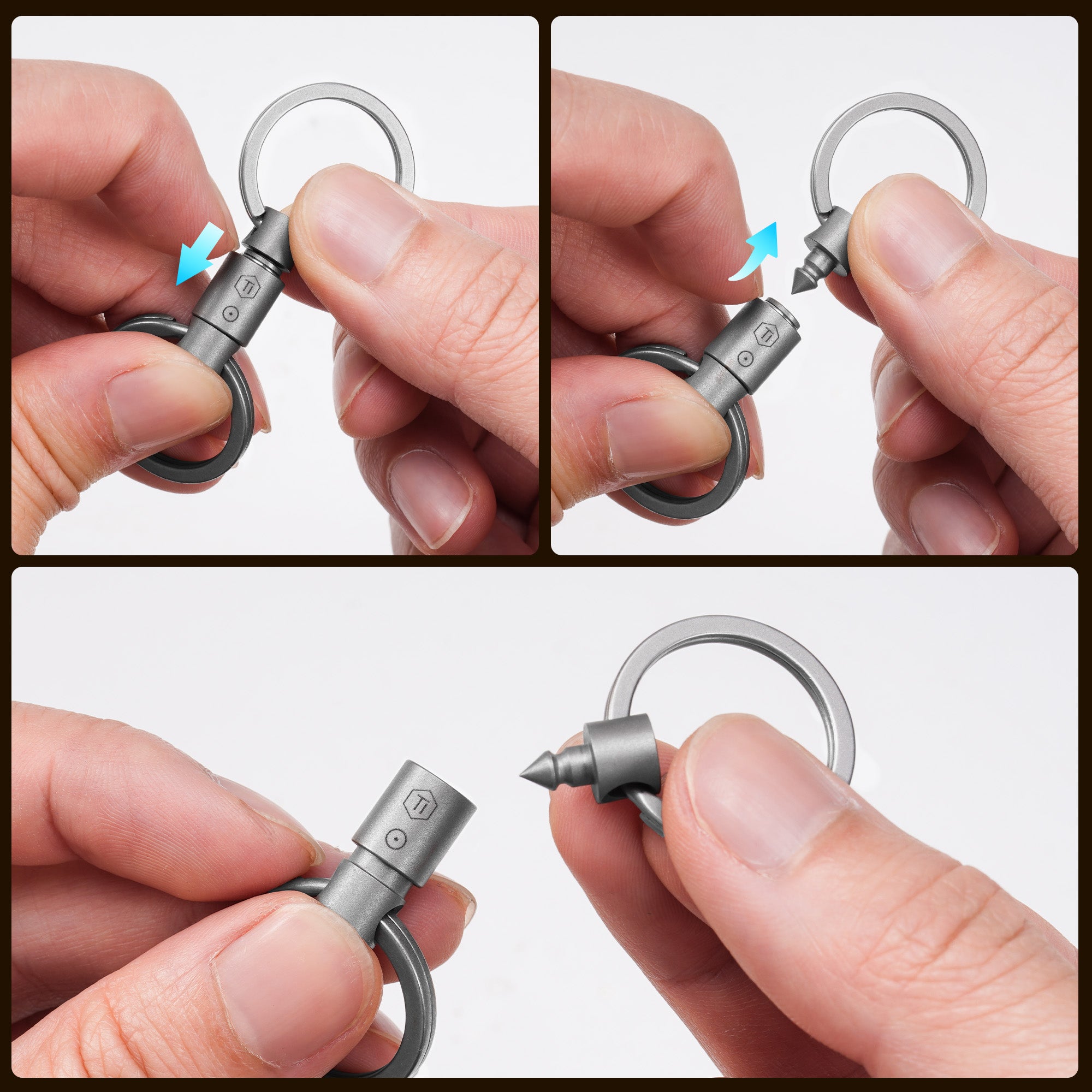 KA50 Titanium Keychain Connector 2PCS (Conical Tip)