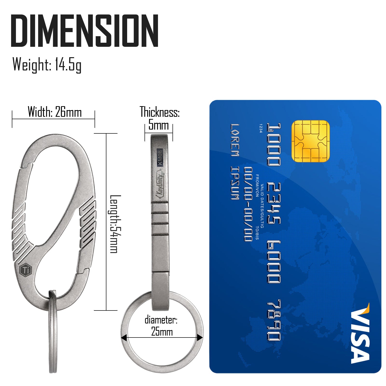 KM08 Titanium Carabiner Keychain Clip