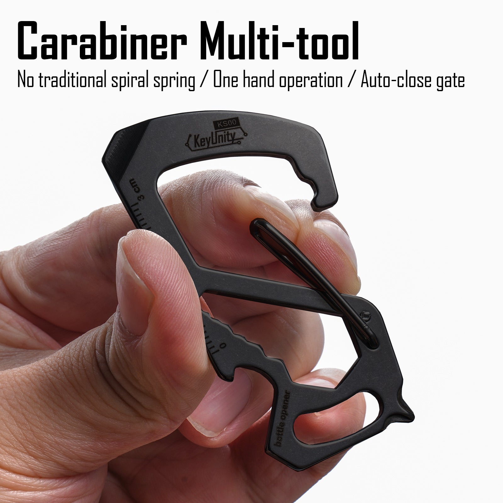 KS00BK Stainless Steel Carabiner Clip with Bottle Opener