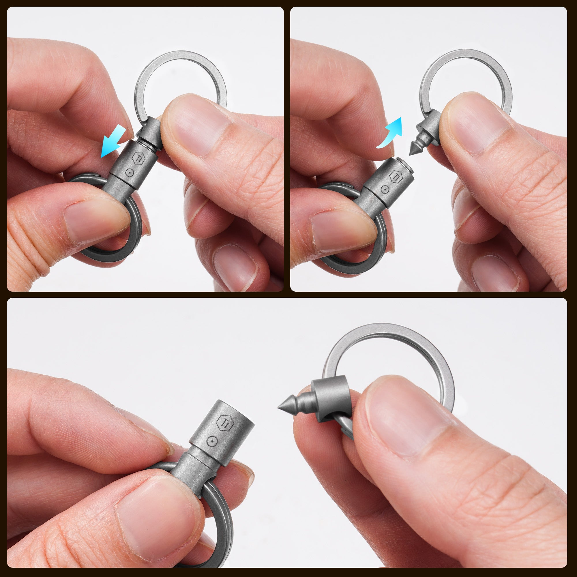 KA47 Titanium Quick-Release Keychain (Conical Tip)