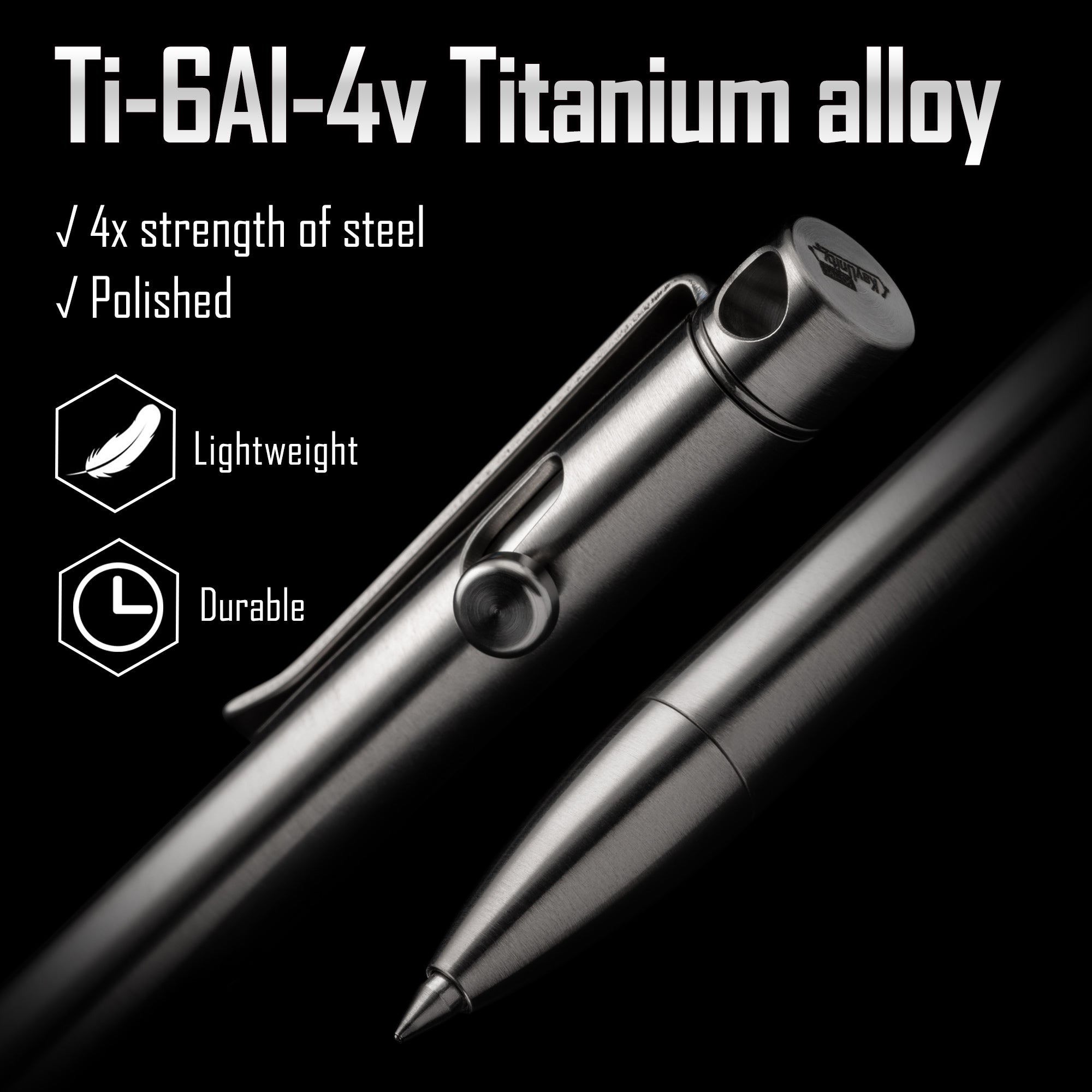 KP01 Titanium Alloy Bolt Action Pen (BLACK)