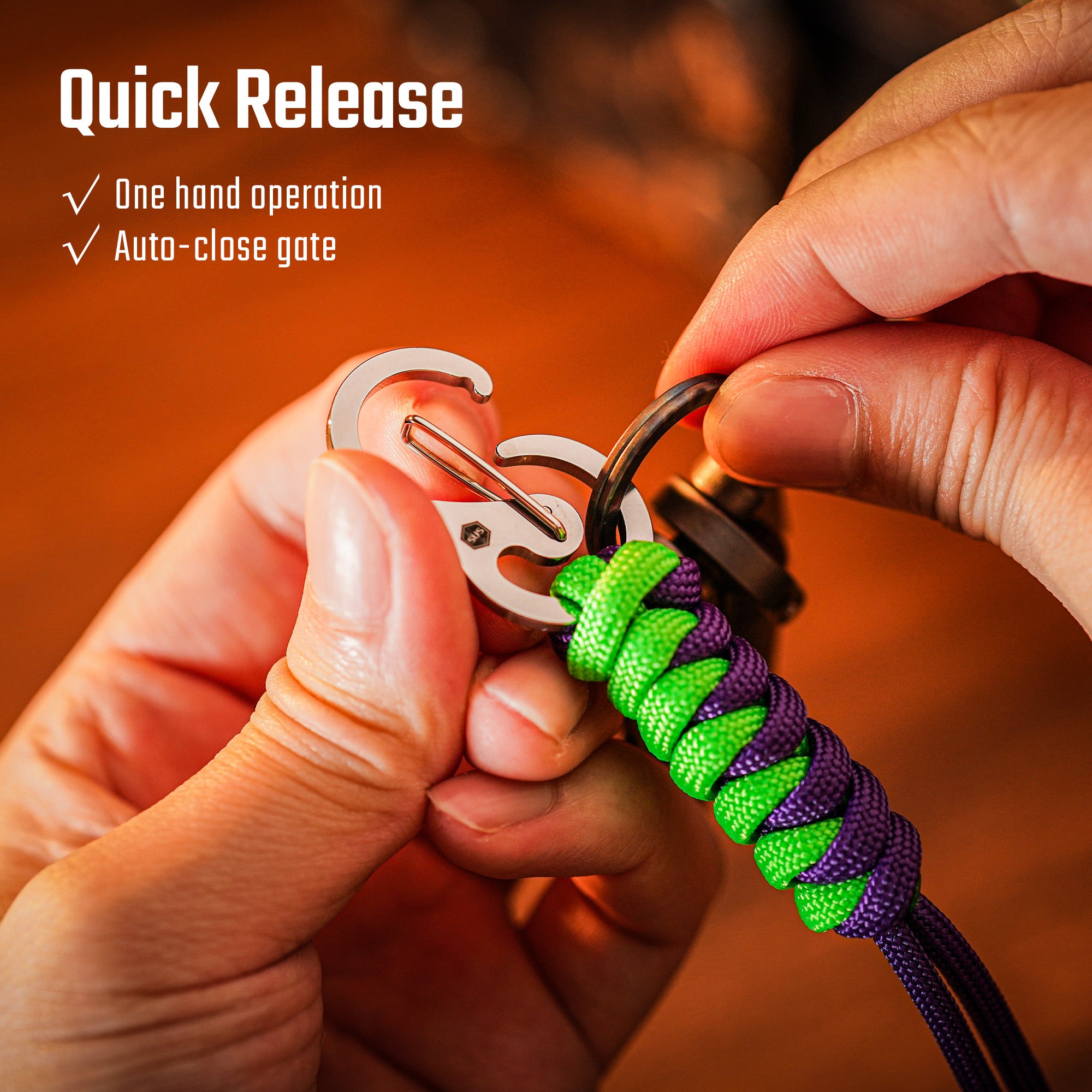KC01 Braided Paracord Carabiner with Cord Lock