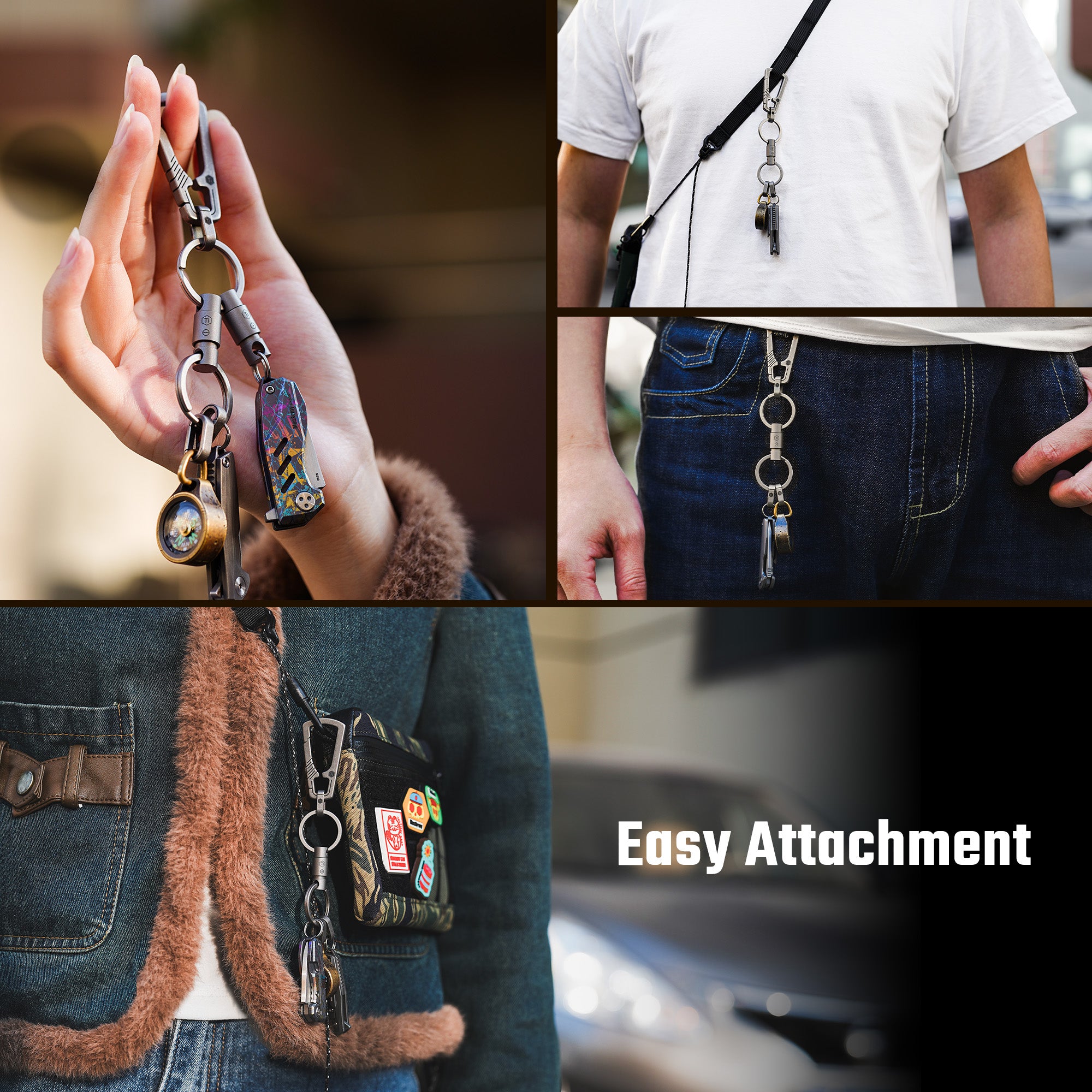 KA47 Titanium Quick-Release Keychain (Conical Tip)