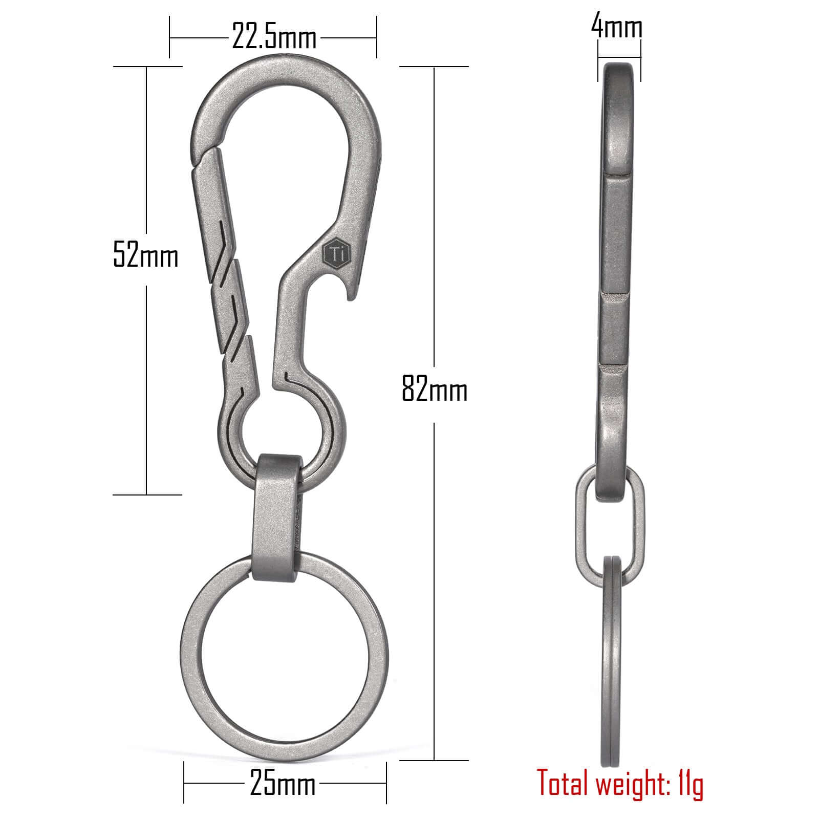 KM01 Titanium Alloy Keychain Clip with Bottle Opener