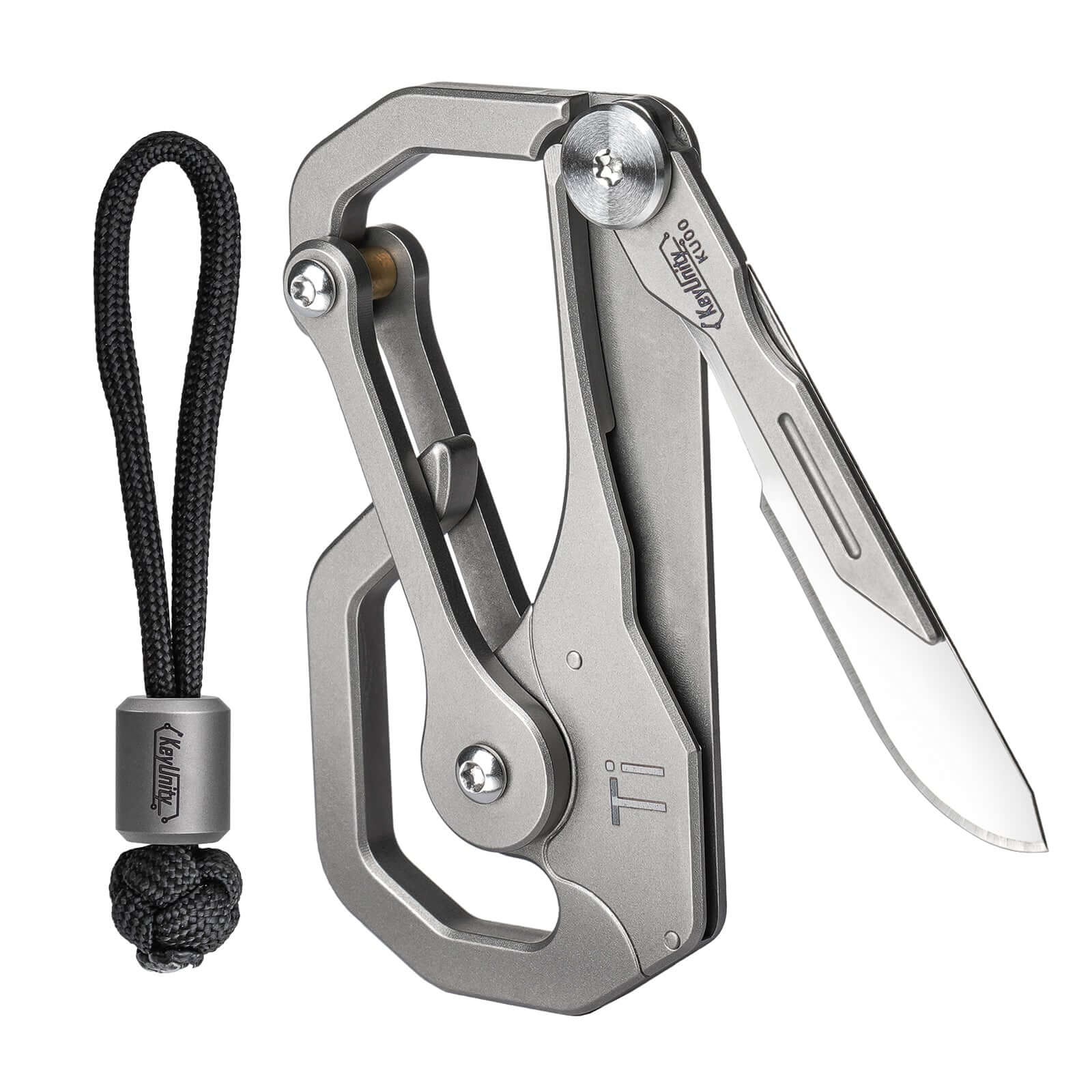 KU00 Multifunctional Ti-6Al-4V Carabiner Clip with Blade