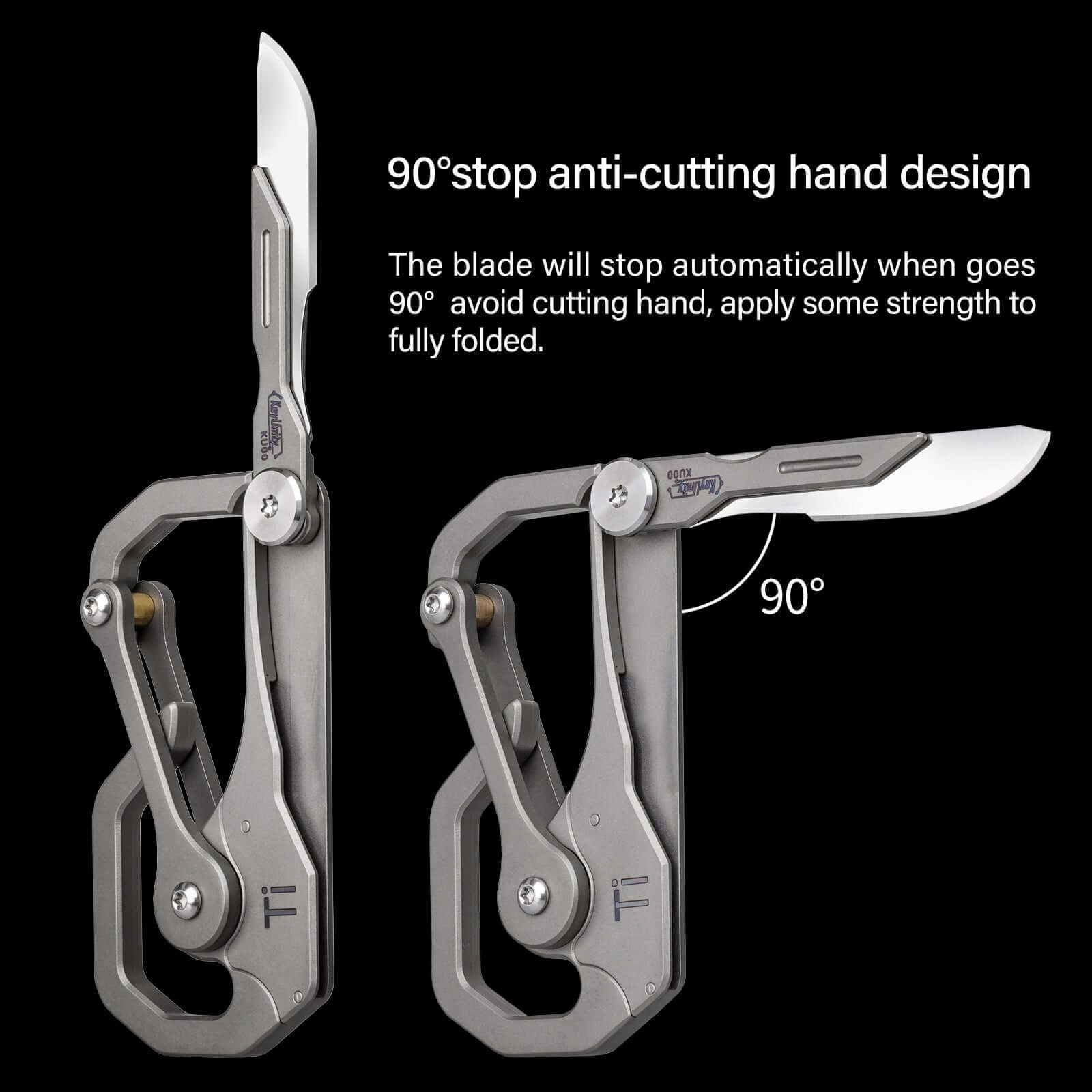 KU00 Multifunctional Ti-6Al-4V Carabiner Clip with Blade