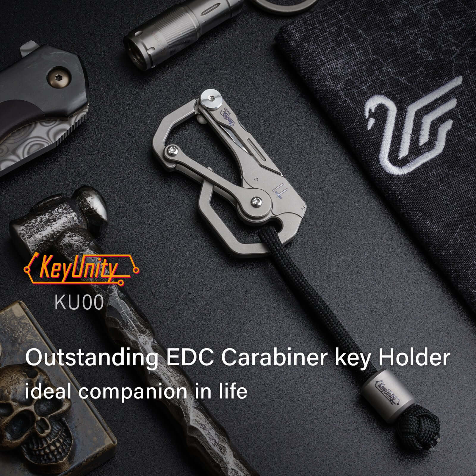 KU00 Multifunctional Ti-6Al-4V Carabiner Clip with Blade