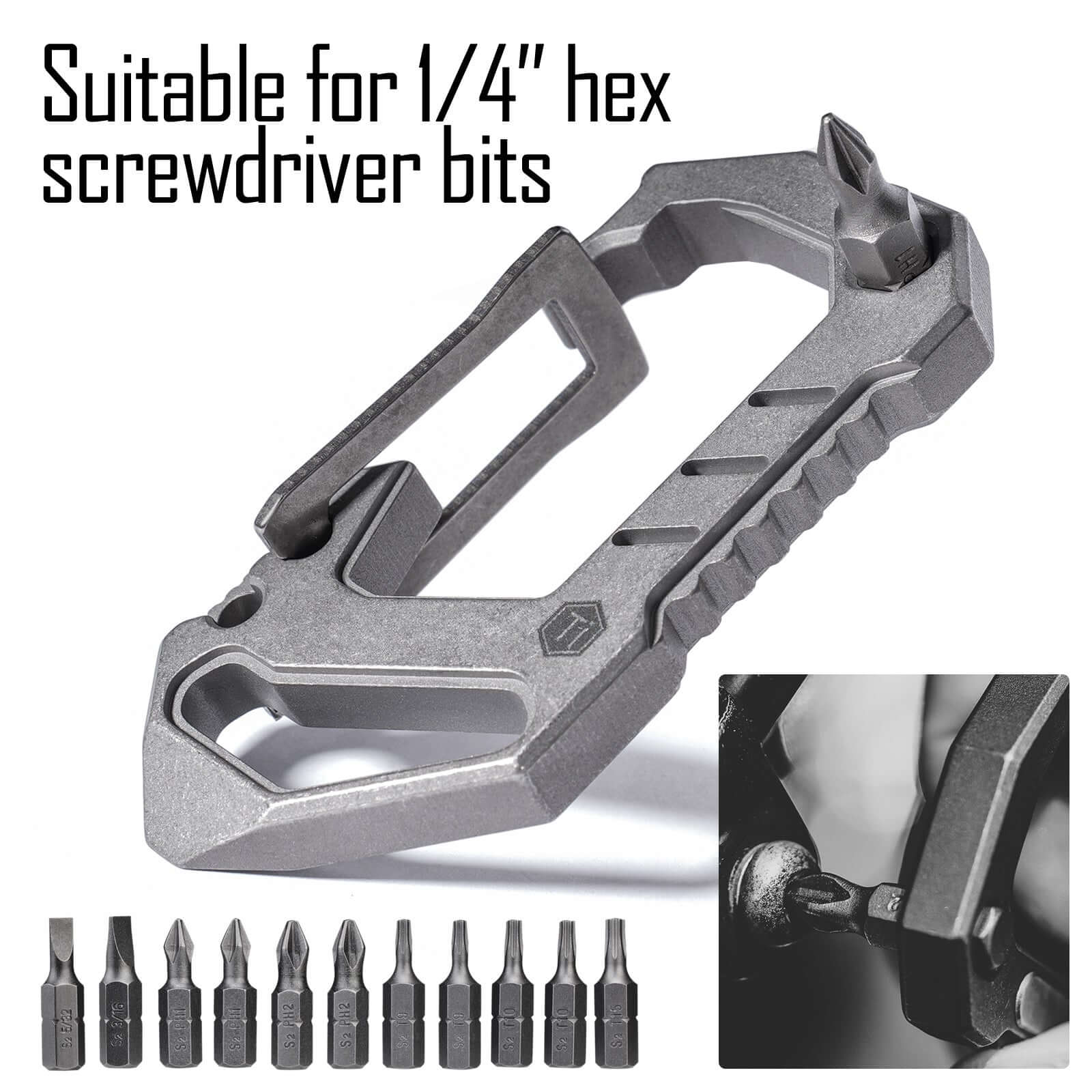KU03 Titanium EDC 6 in 1 Multi-tool Quick Release Carabiner