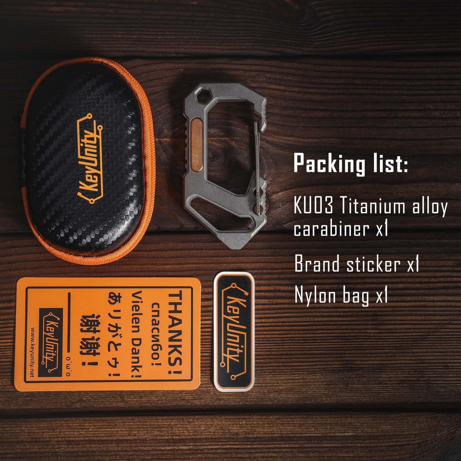 KU03 Titanium EDC 6 in 1 Multi-tool Quick Release Carabiner
