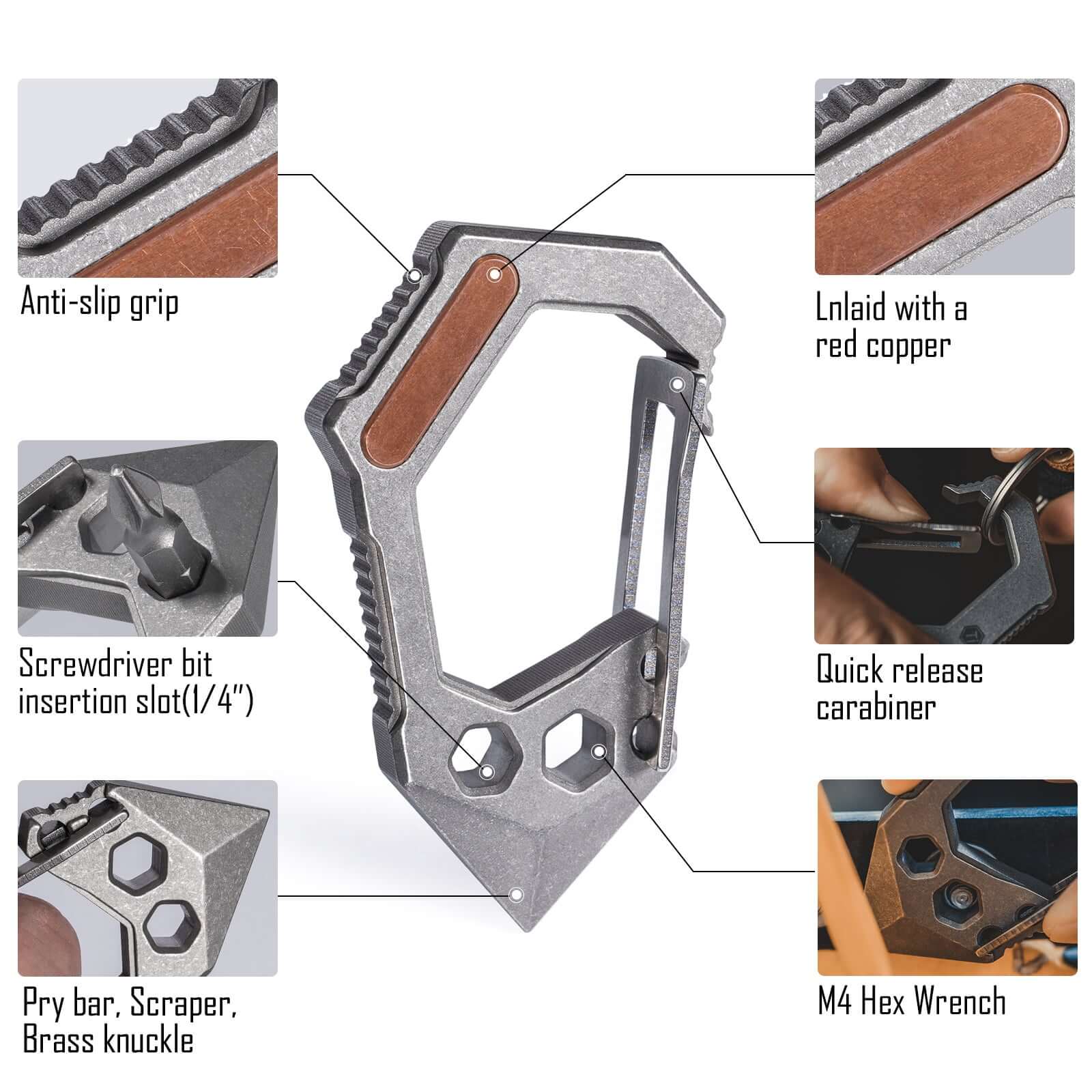 KU02 Ti-6Al-4V Carabiner Clip with Pry Bar