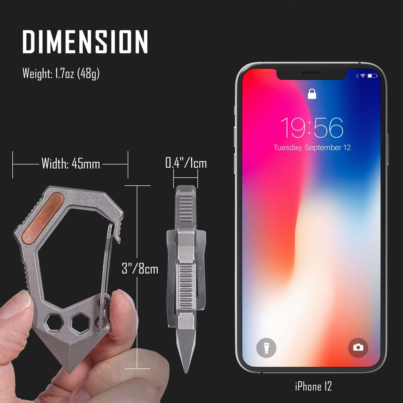 KU02 Ti-6Al-4V Carabiner Clip with Pry Bar