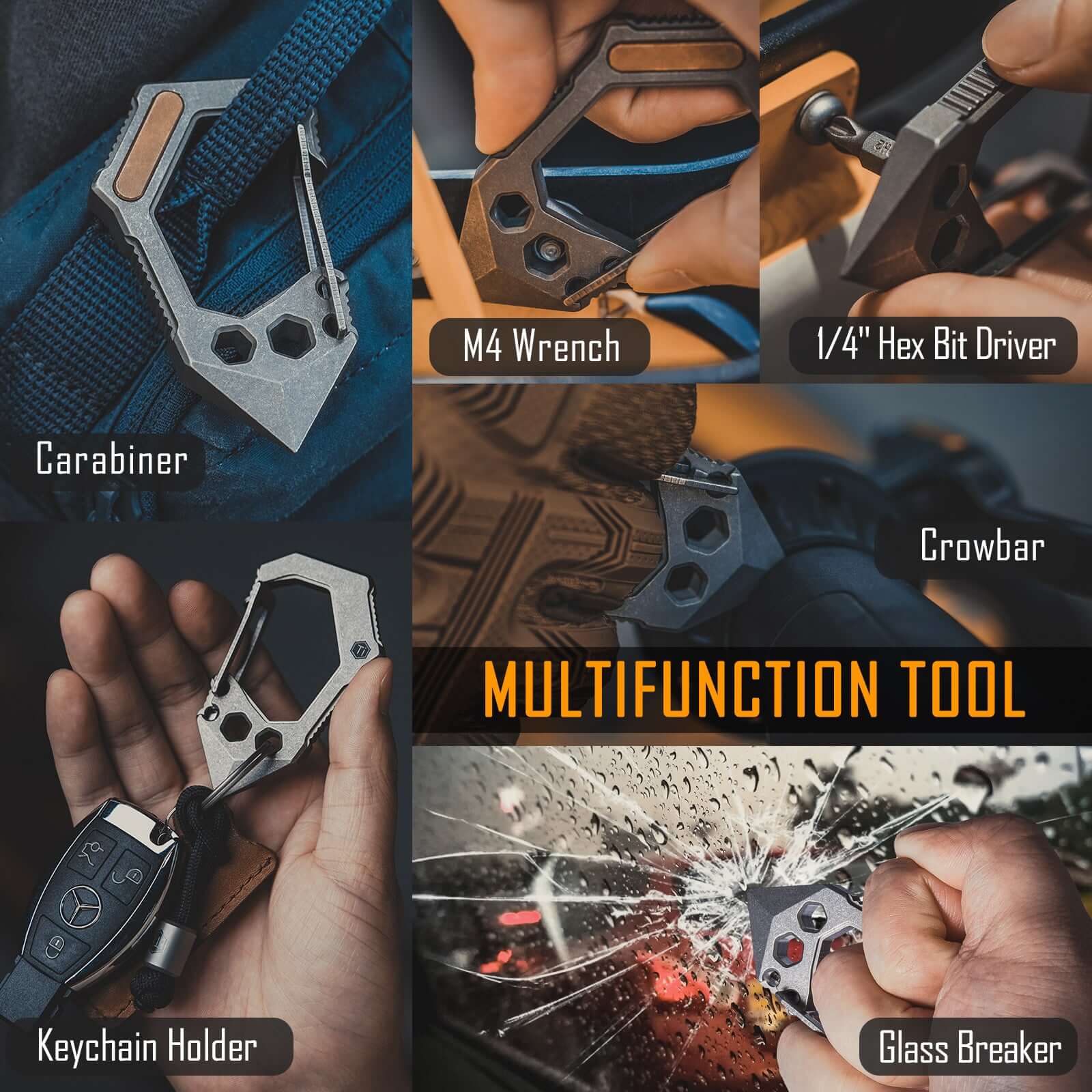 KU02 Ti-6Al-4V Carabiner Clip with Pry Bar