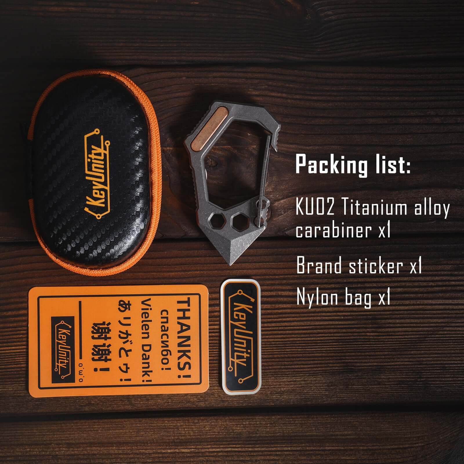 KU02 Ti-6Al-4V Carabiner Clip with Pry Bar