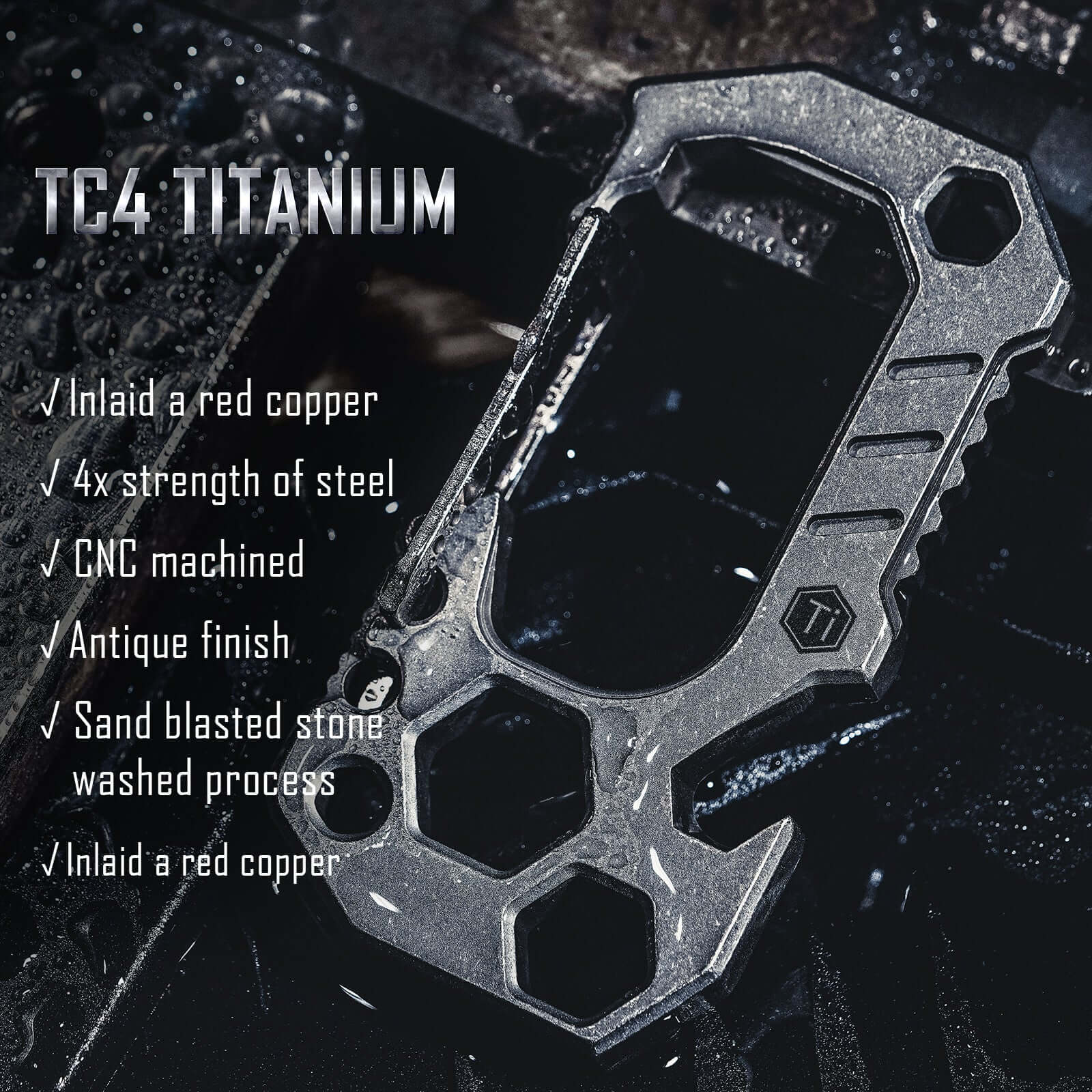 KU01 Titanium Alloy Carabiner Clip with Wrench