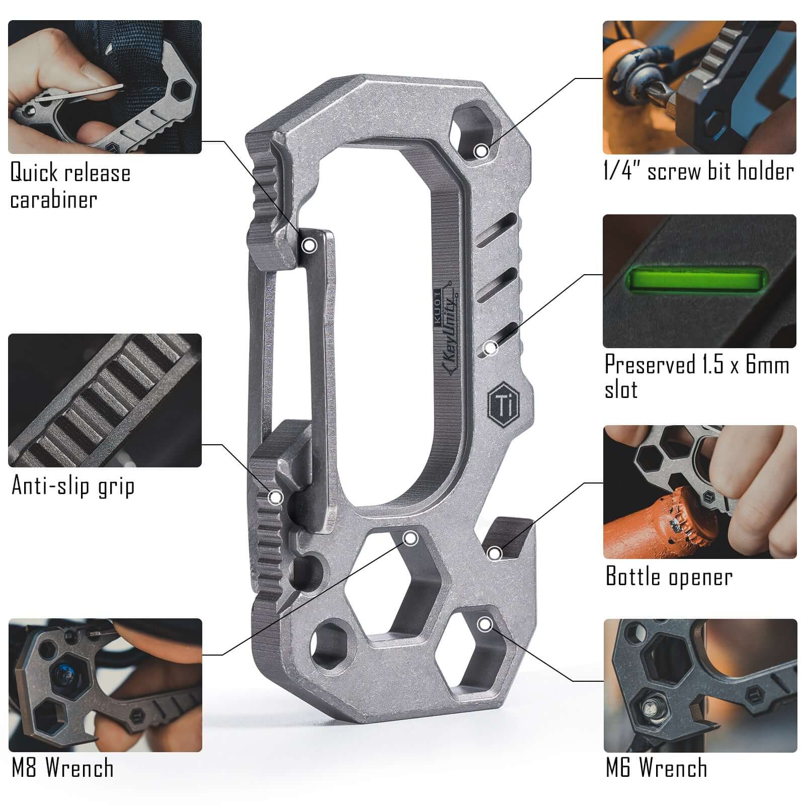 KU01 Titanium Alloy Carabiner Clip with Wrench