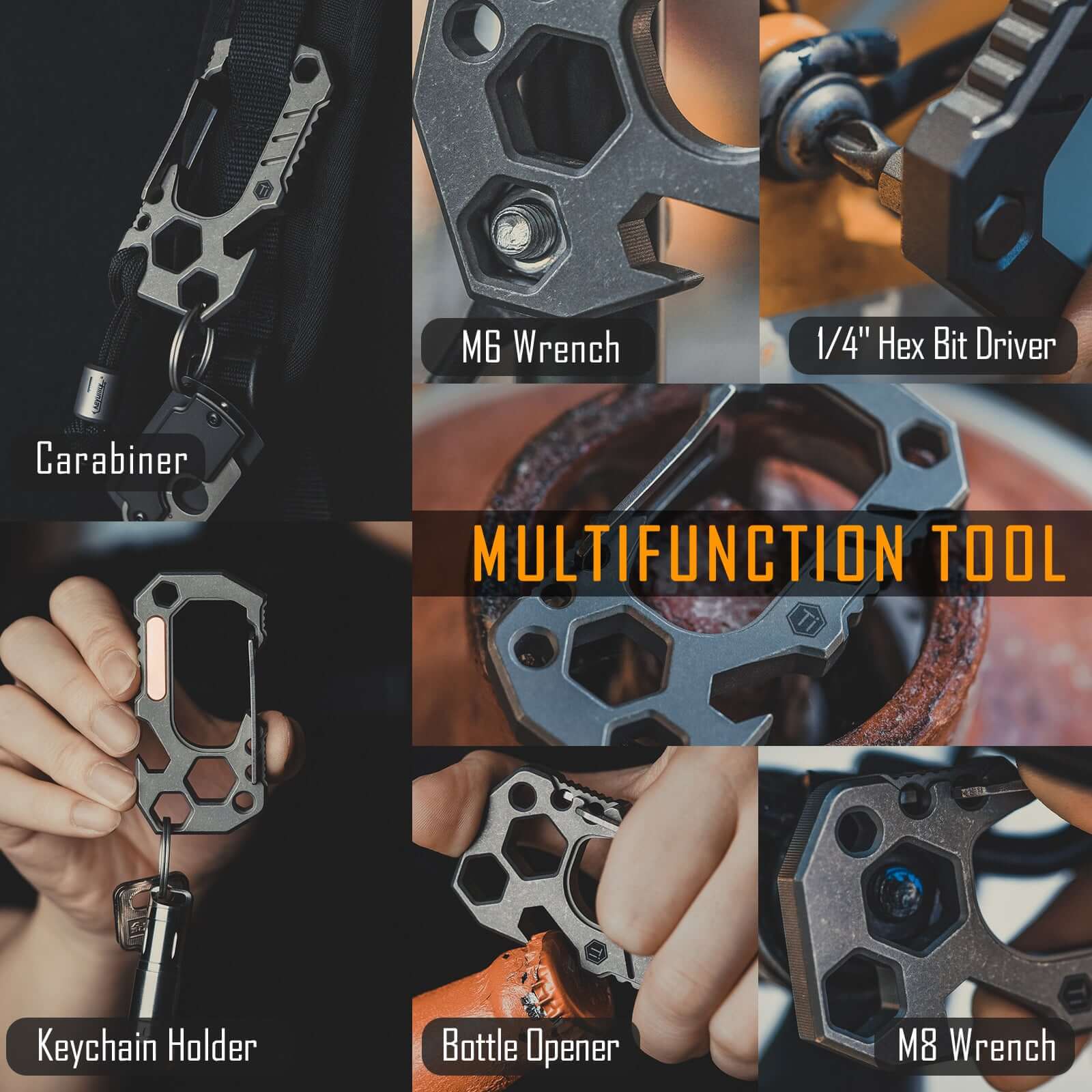KU01 Titanium Alloy Carabiner Clip with Wrench