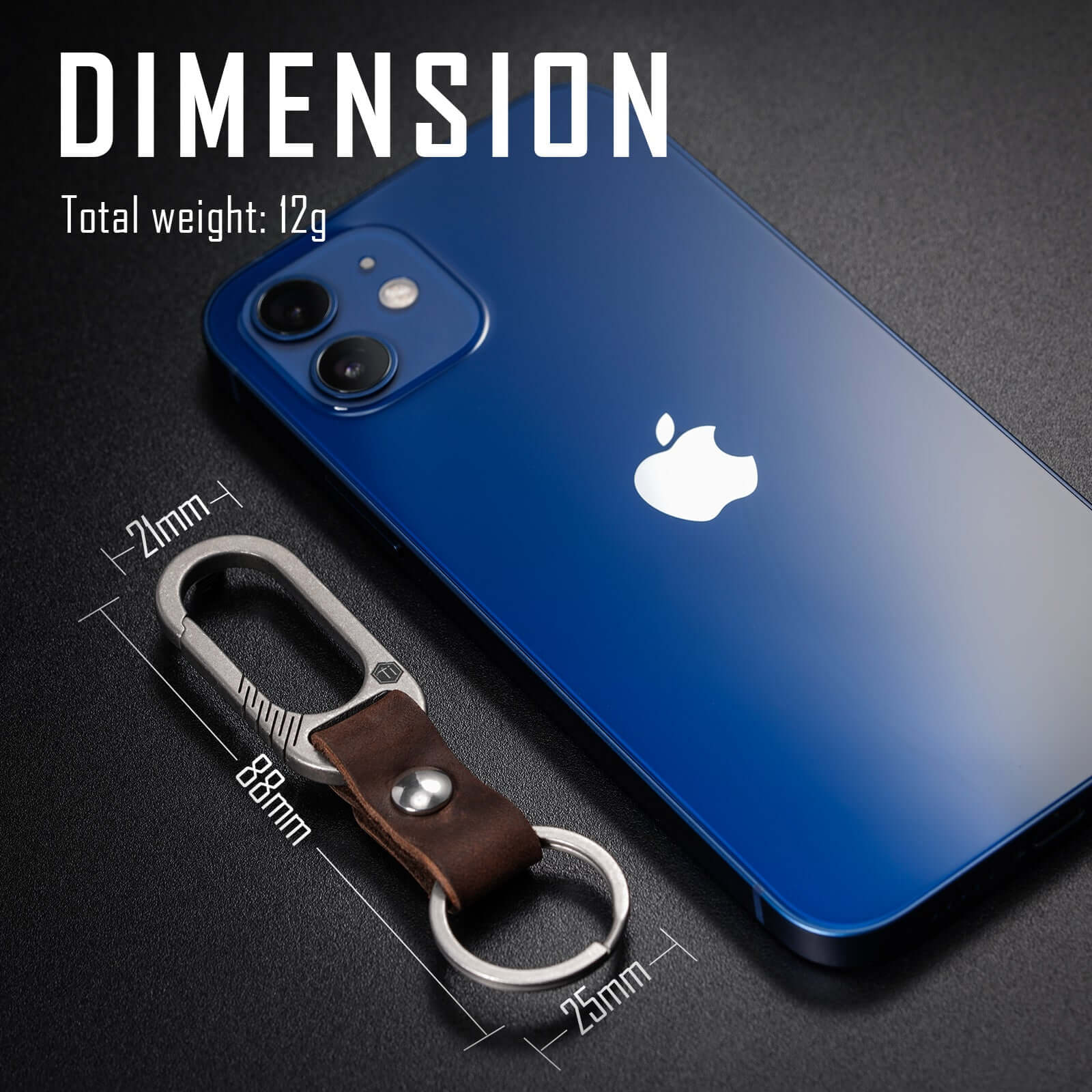 KM02 Titanium Alloy Keychain Clip with Leather