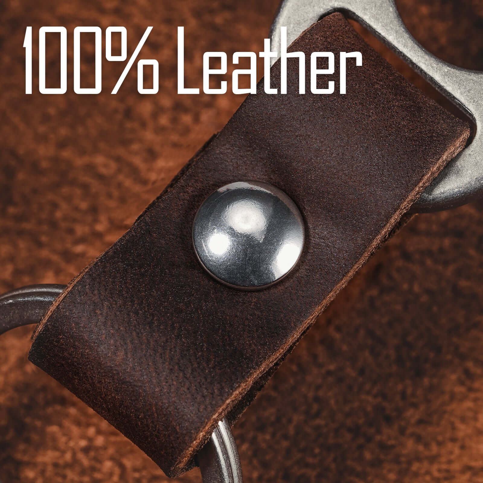 KM02 Titanium Alloy Keychain Clip with Leather