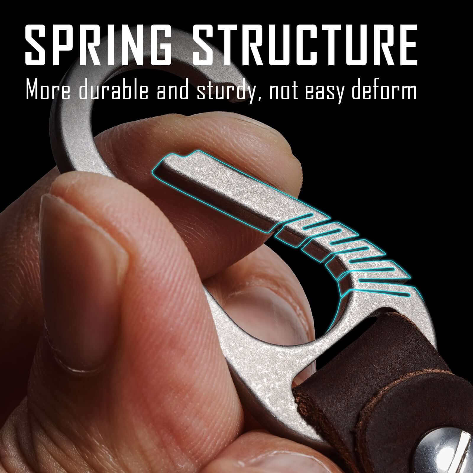 KM02 Titanium Alloy Keychain Clip with Leather