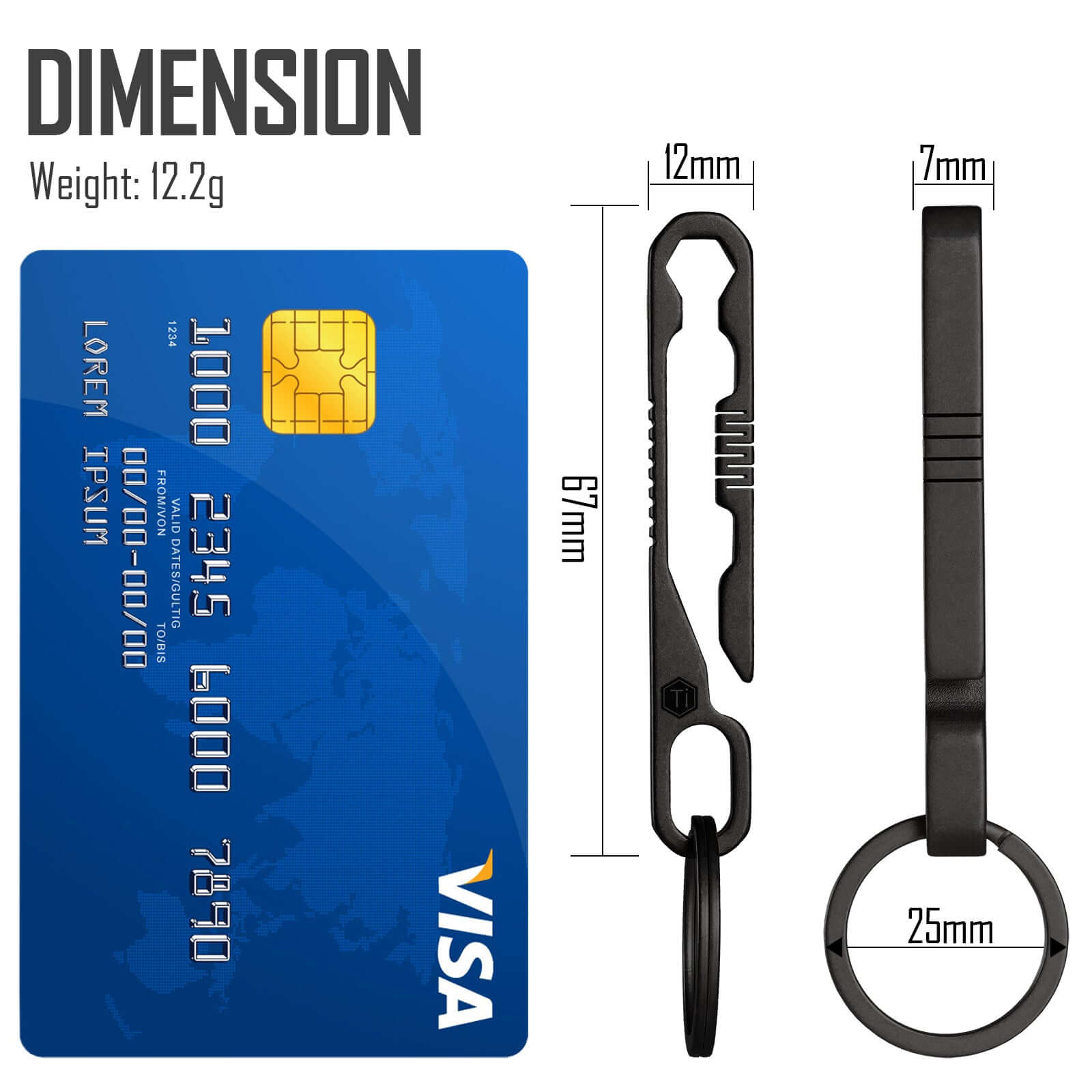 KM07 Titanium Belt Clip Keychain (BLACK)