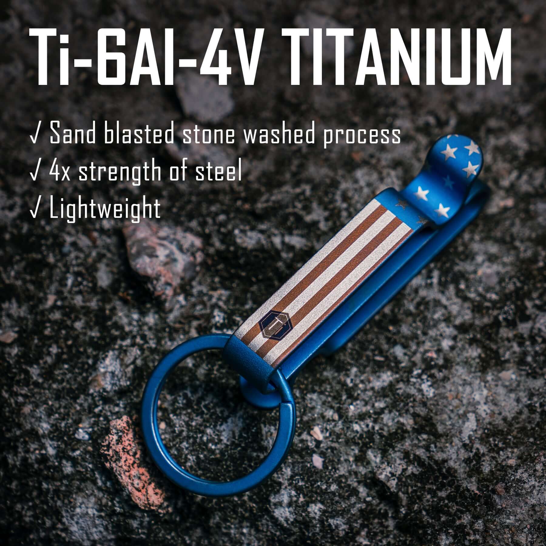 KM00 Titanium Alloy Keychain Belt Clip (Flag)
