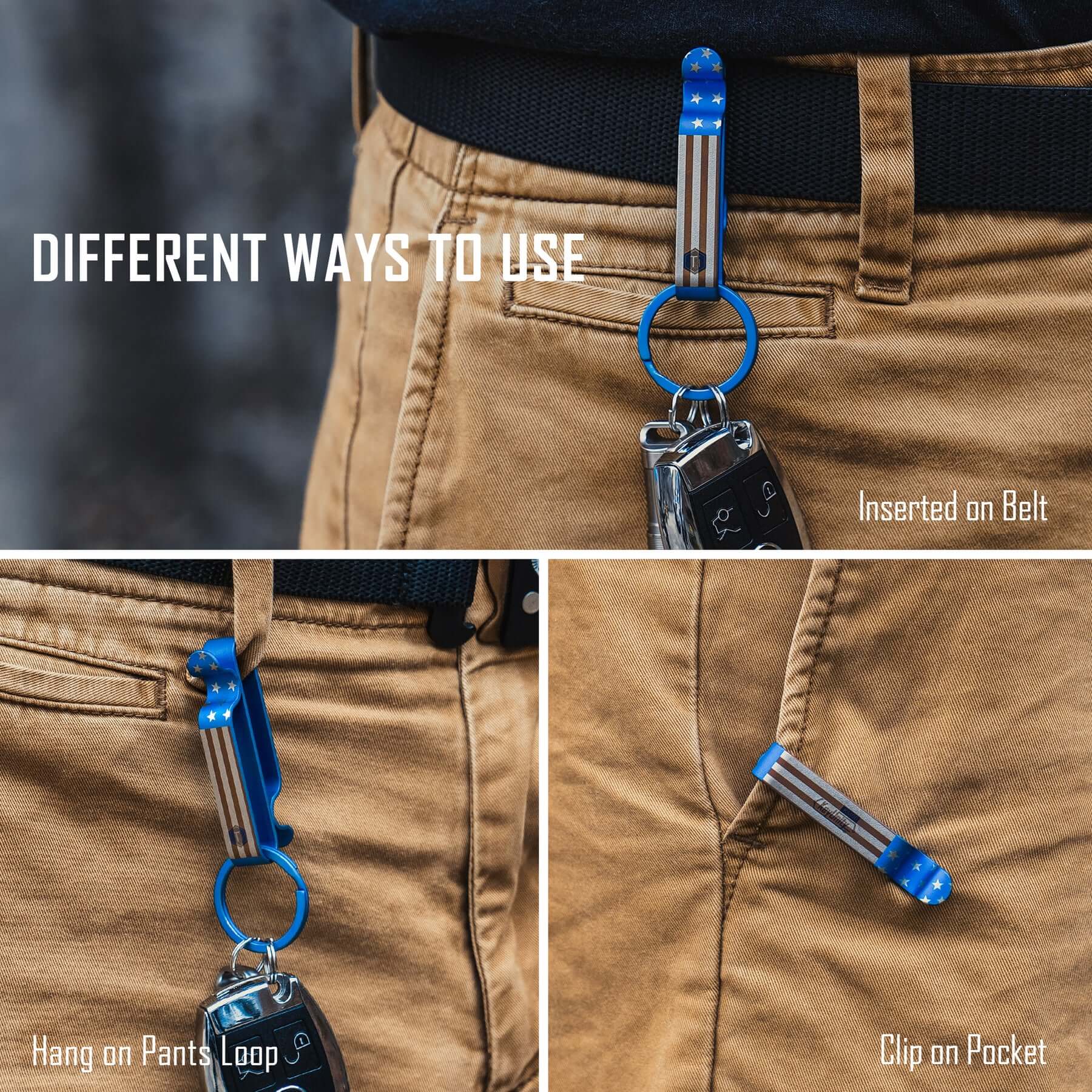 KM00 Titanium Alloy Keychain Belt Clip (Flag)