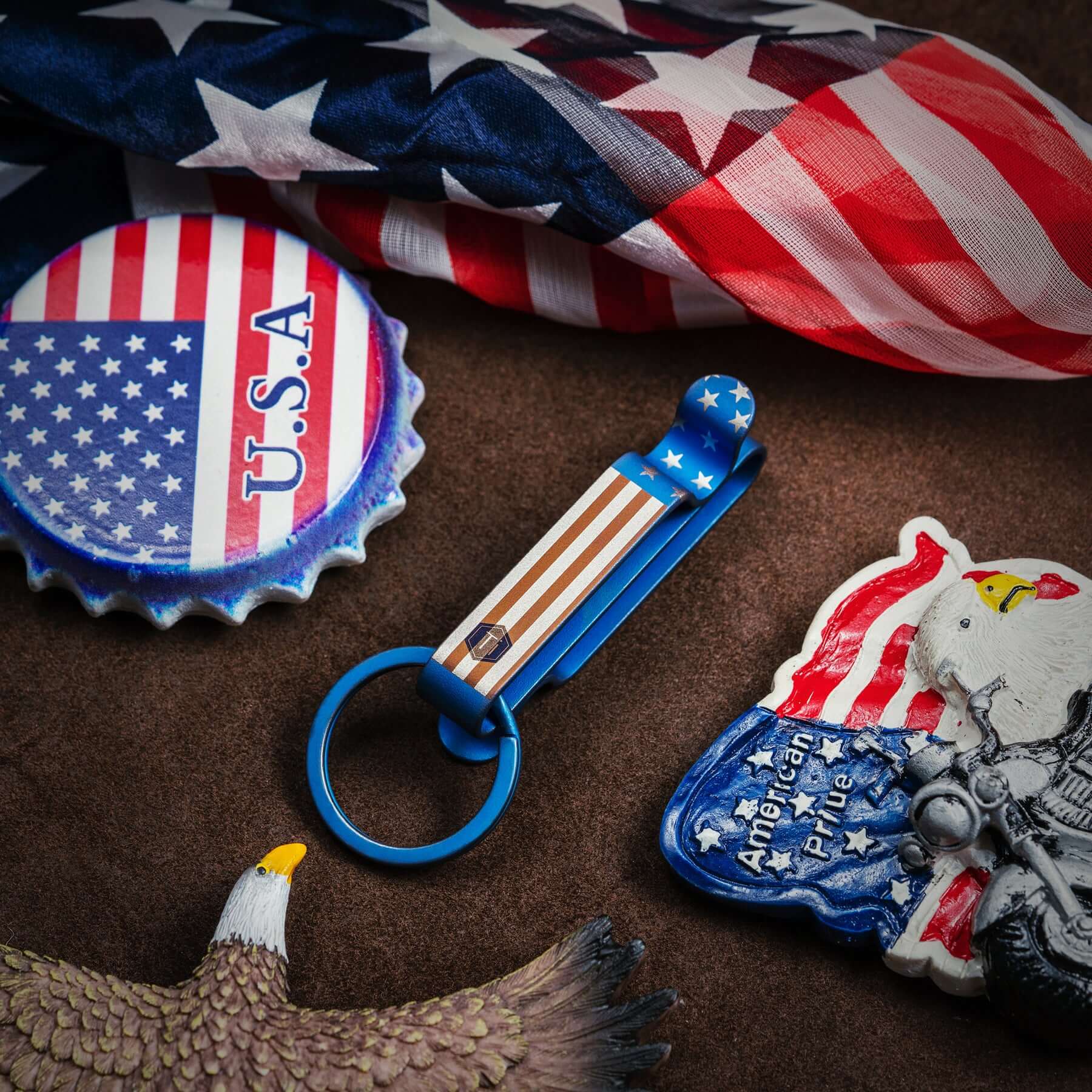 KM00 Titanium Alloy Keychain Belt Clip (Flag)