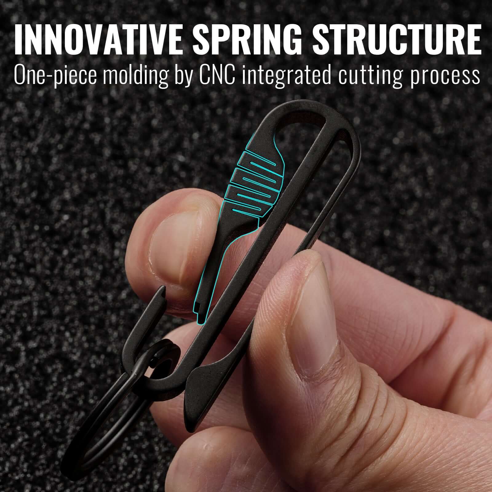KM03 Titanium Alloy Belt Loop Keychain Clip (PVD BLACK)