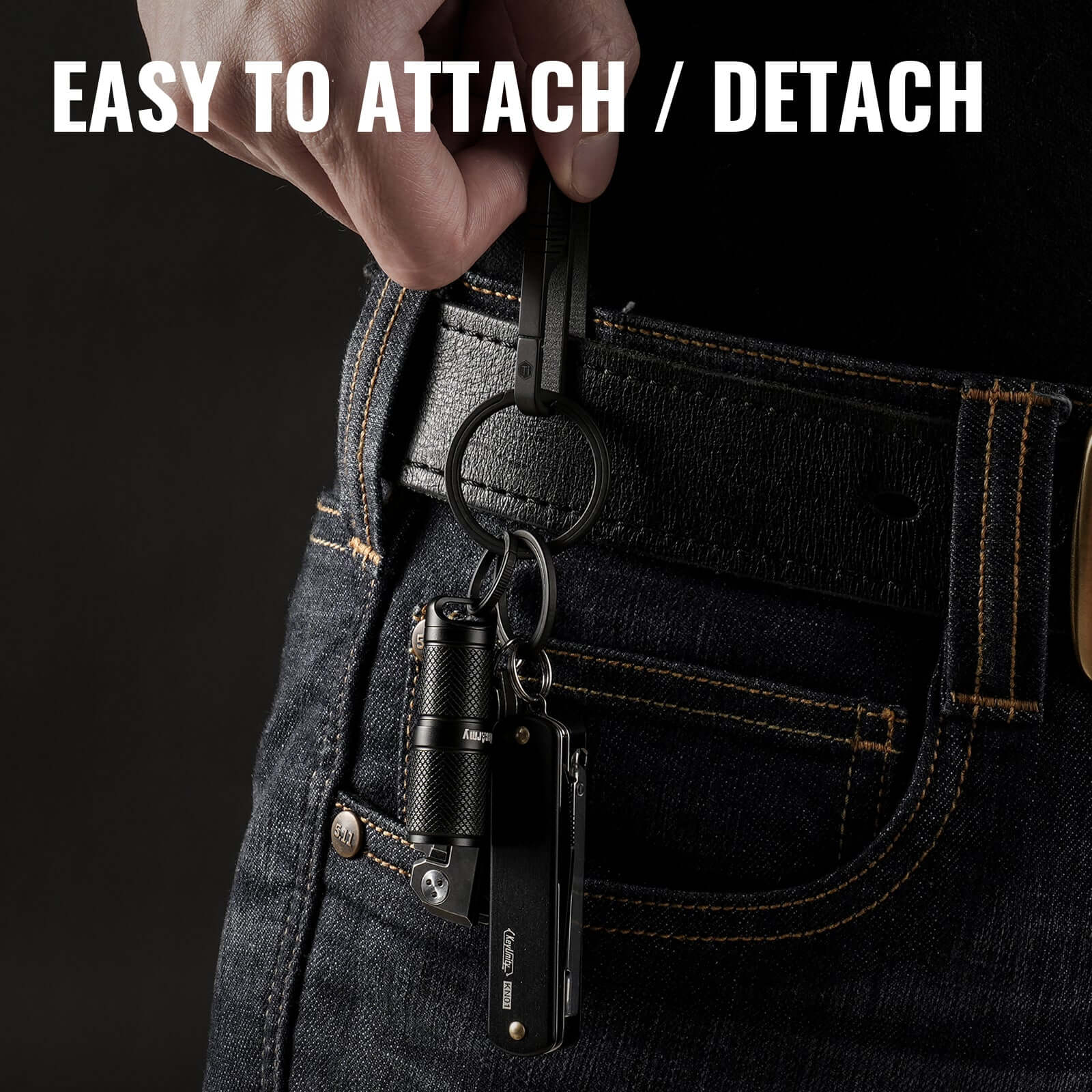 KM03 Titanium Alloy Belt Loop Keychain Clip (PVD BLACK)