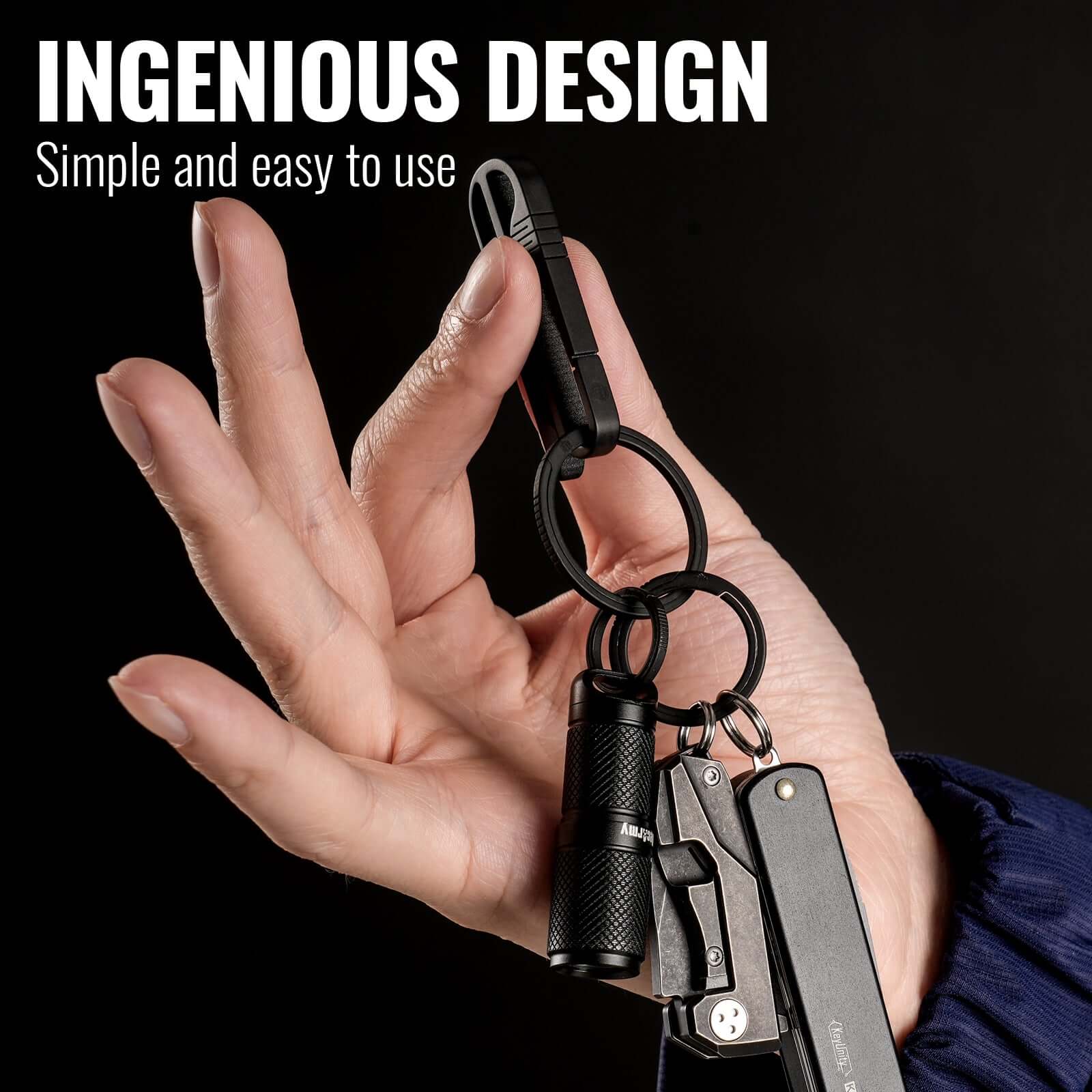 KM03 Titanium Alloy Belt Loop Keychain Clip (PVD BLACK)