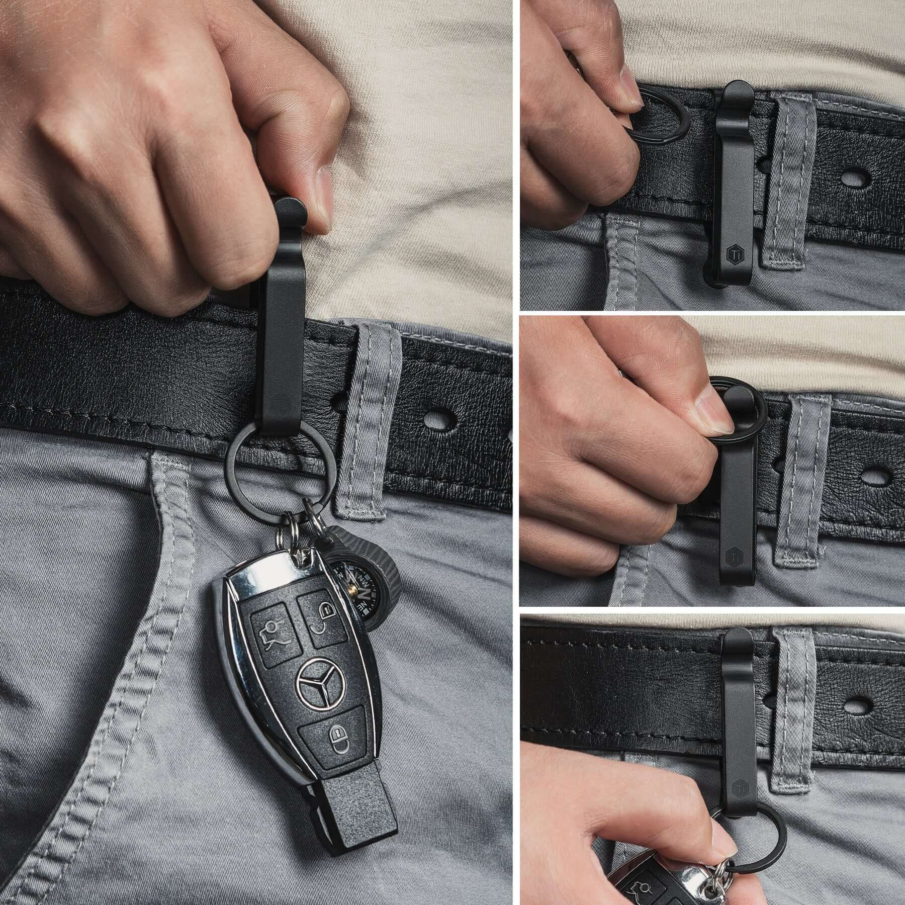 KM00 Titanium Alloy Keychain Belt Clip (BLACK)