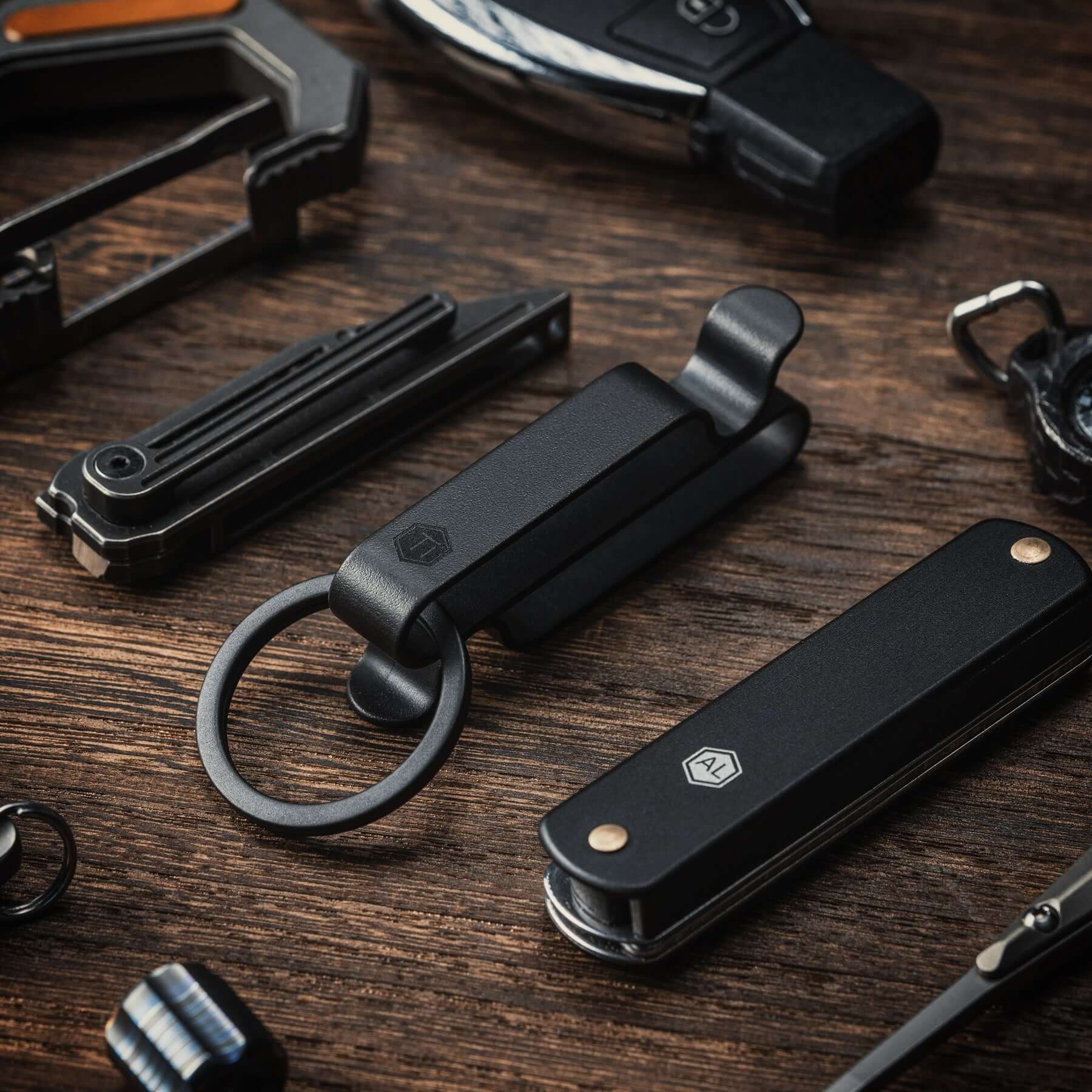 KM00 Titanium Alloy Keychain Belt Clip (BLACK)