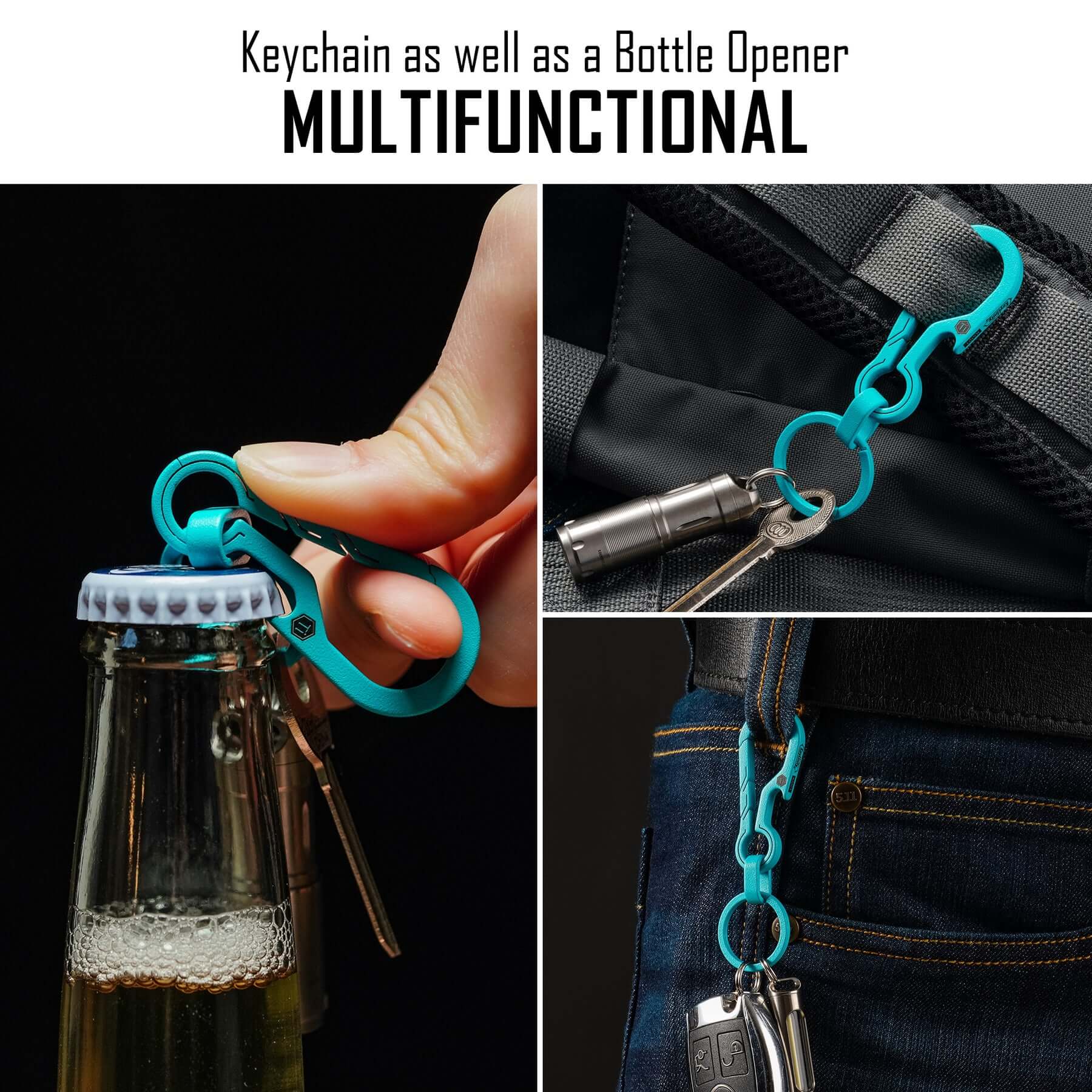 KM01 Titanium Alloy Keychain Clip with Bottle Opener (TB)