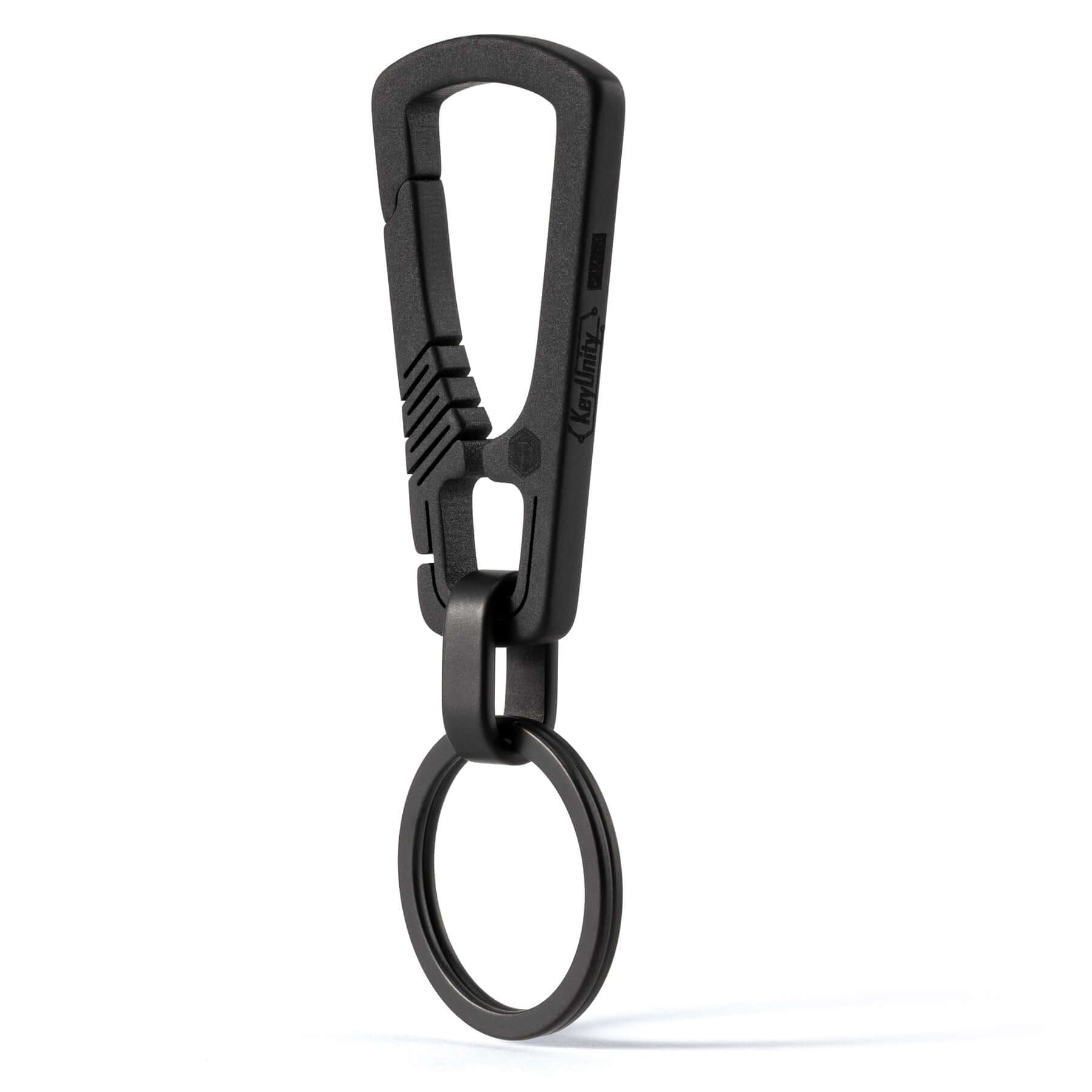 KeyUnity KM04 Titanium Carabiner Keychain Clip & KA15BK Double-end Swivel  Keychain Key Ring Connector Bundle