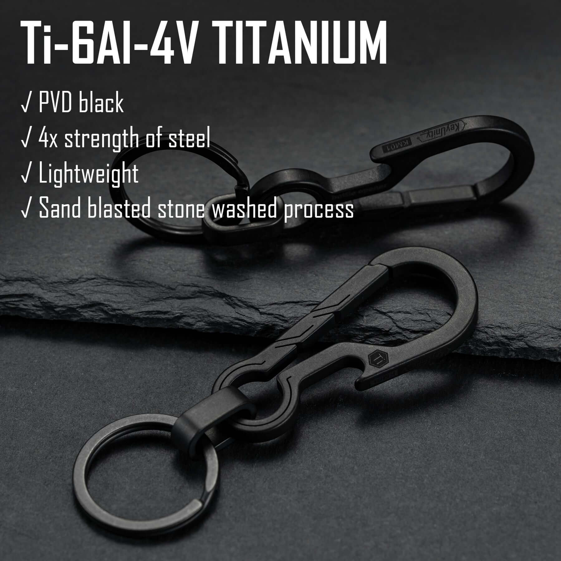 KM01 Titanium Alloy Keychain Clip with Bottle Opener (Black)