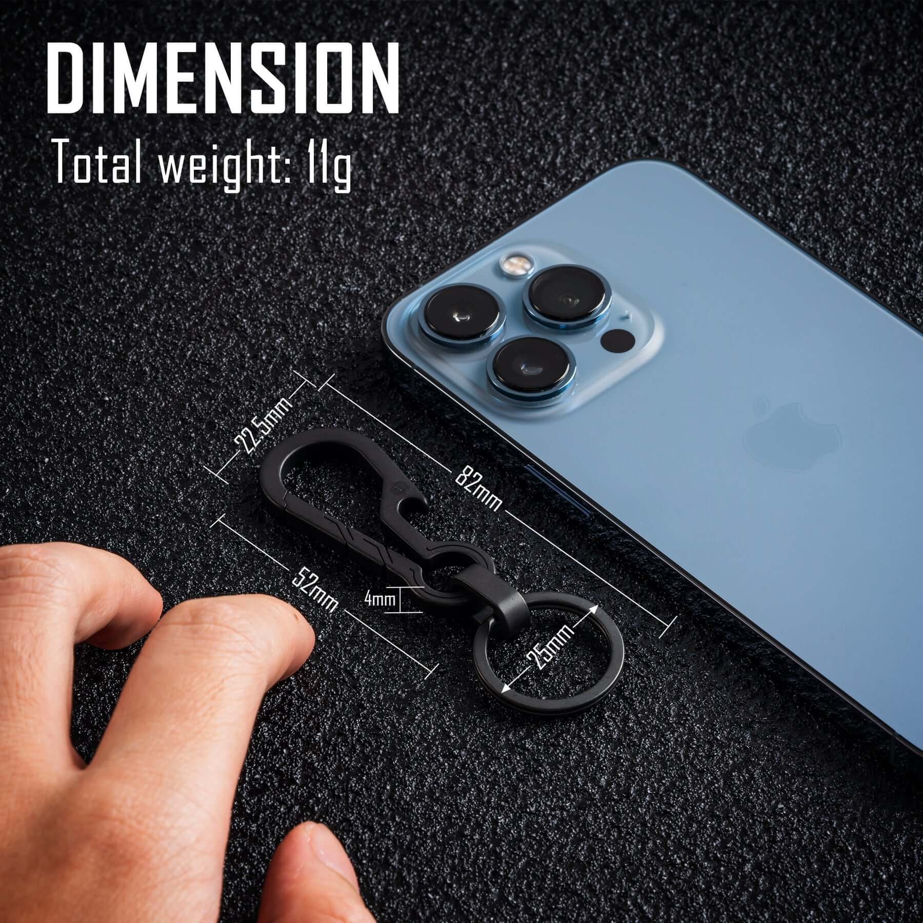 KM01 Titanium Alloy Keychain Clip with Bottle Opener (Black)
