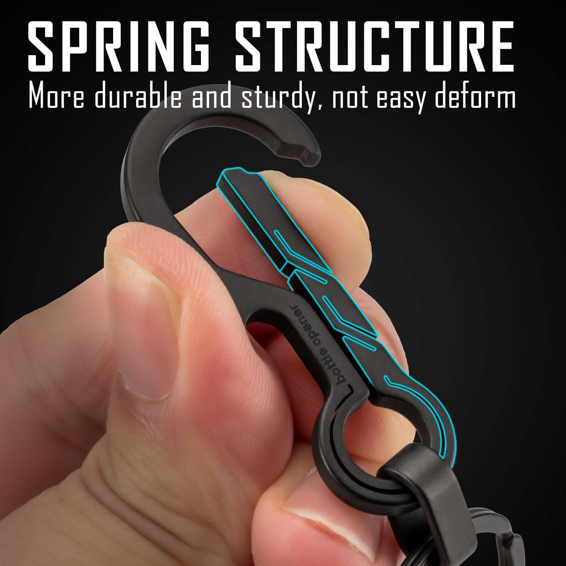KM01 Titanium Alloy Keychain Clip with Bottle Opener (Black)