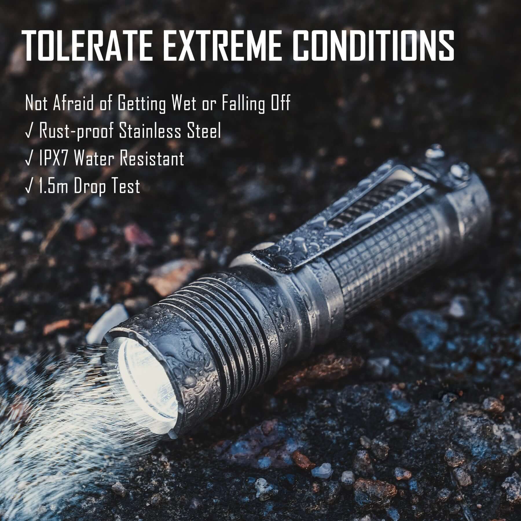 KF01 Stainless Steel Rechargeable Flashlight