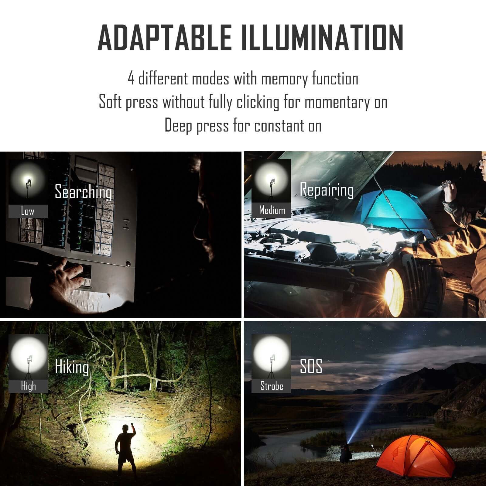 KF01 Stainless Steel Rechargeable Flashlight